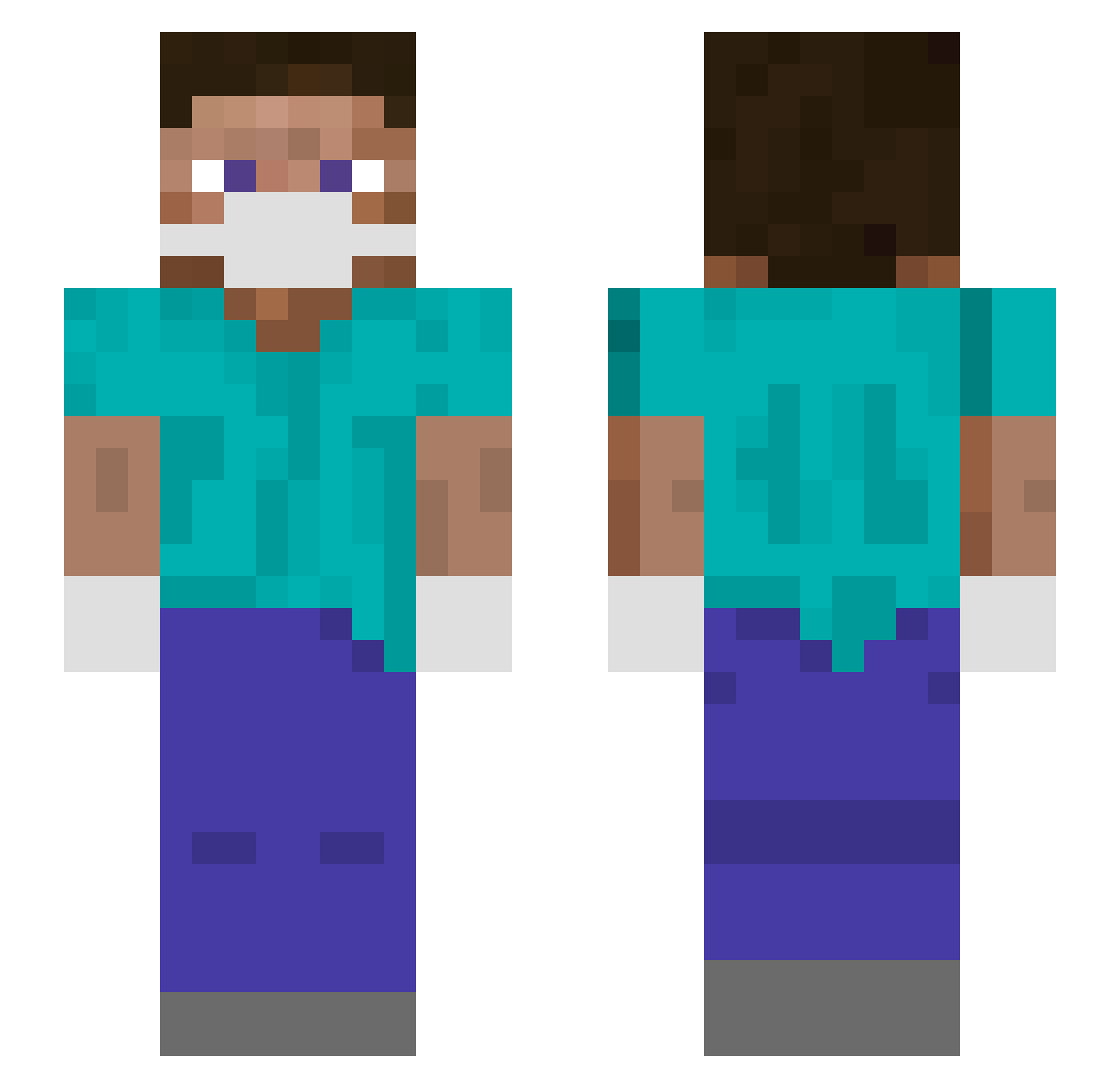 JustYEET Minecraft skin, front and back view