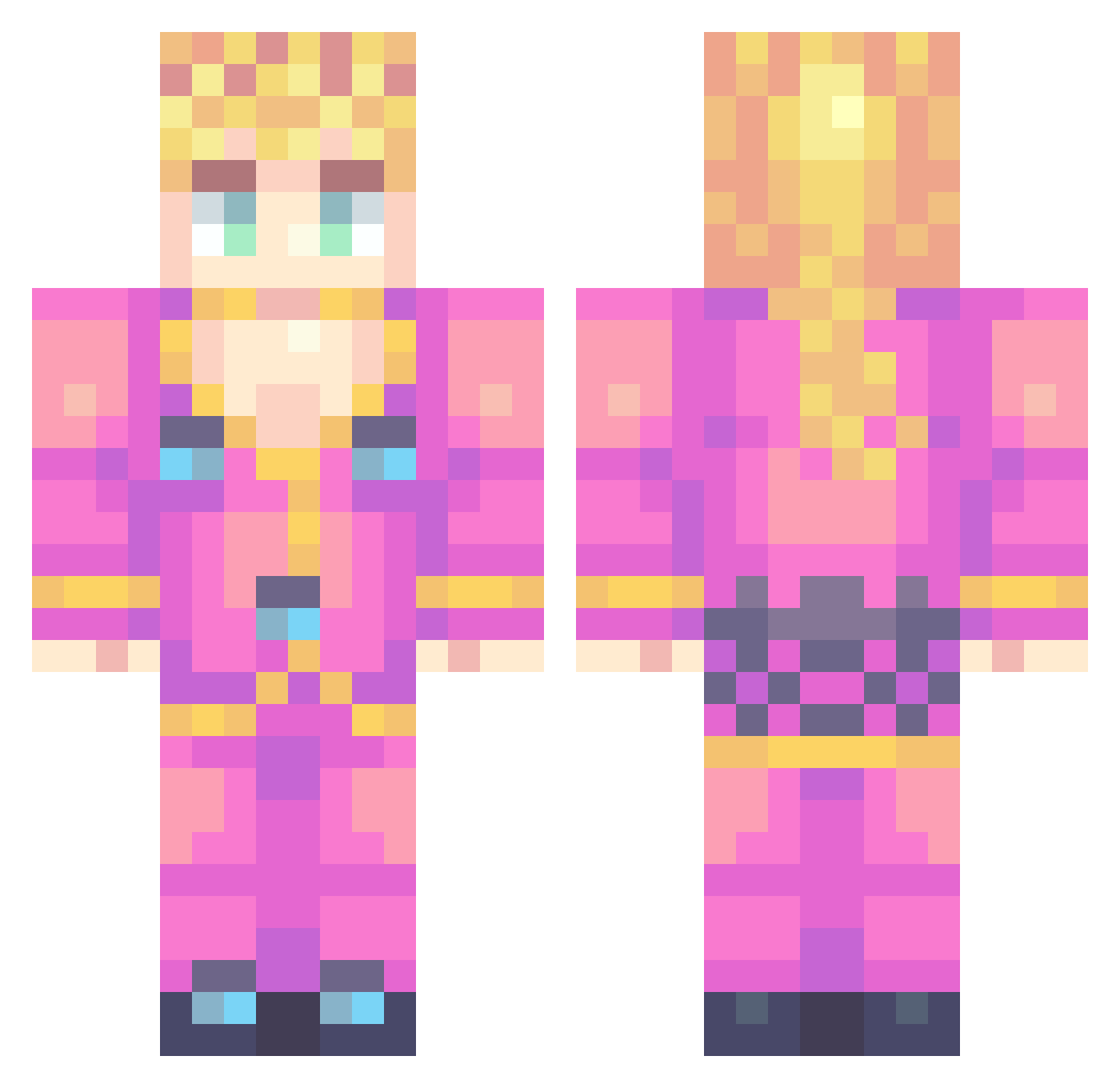 heavens_door_ Minecraft skin, front and back view