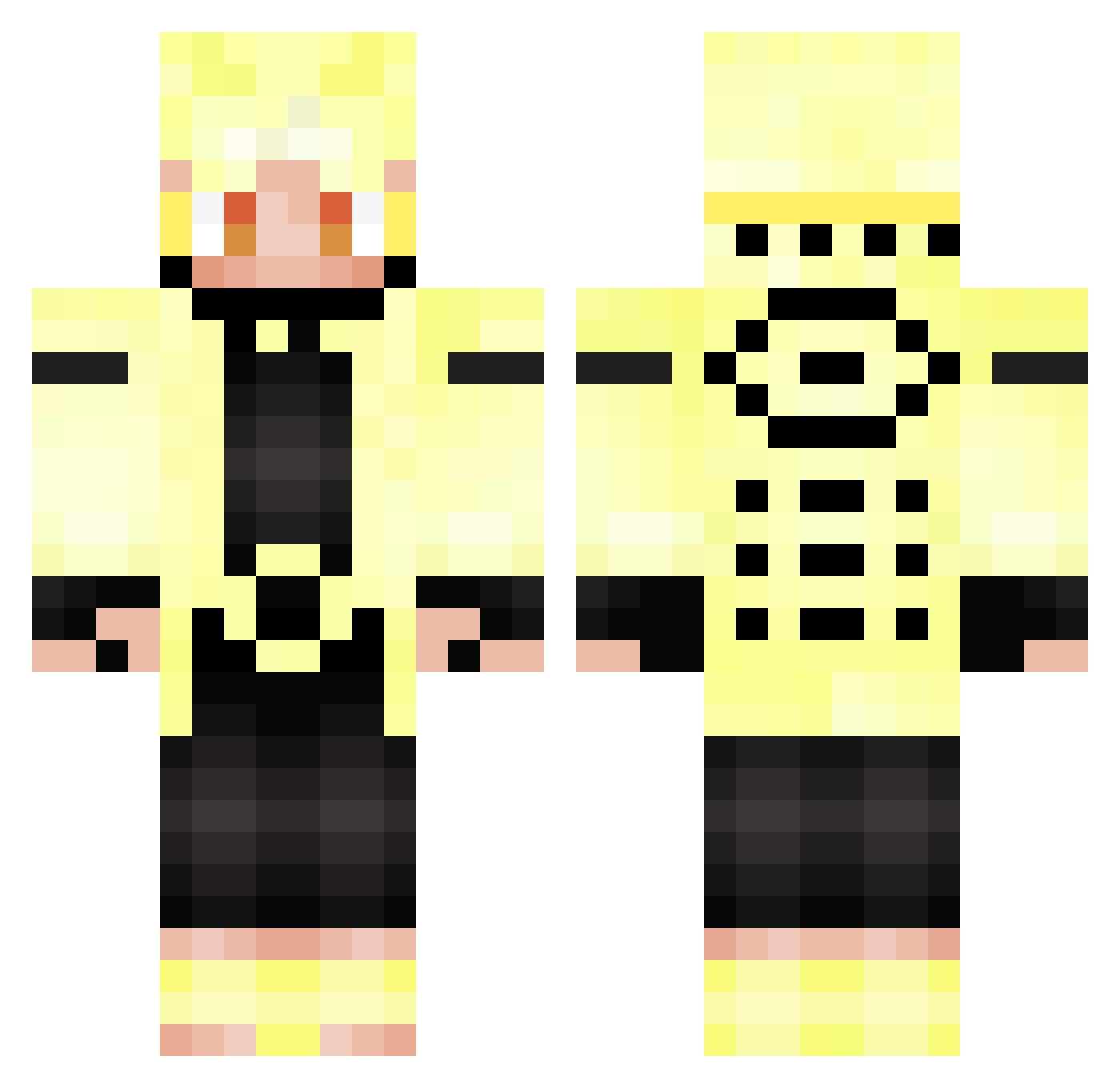 Upschulte Minecraft skin, front and back view