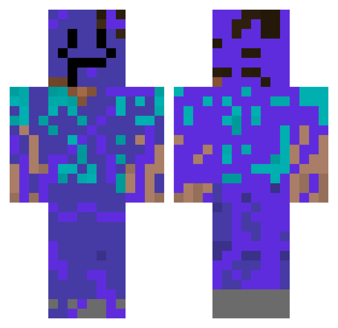 Akisankaku Minecraft skin, front and back view