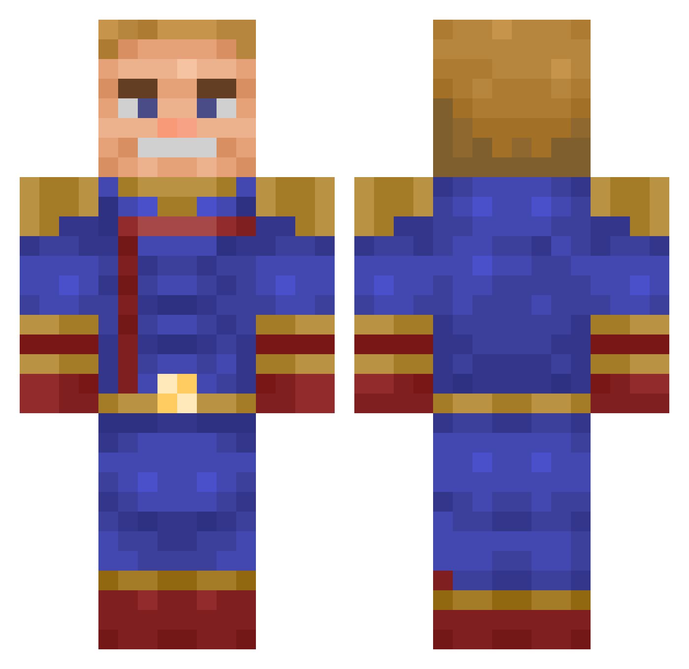 RealMoisterHarty Minecraft skin, front and back view