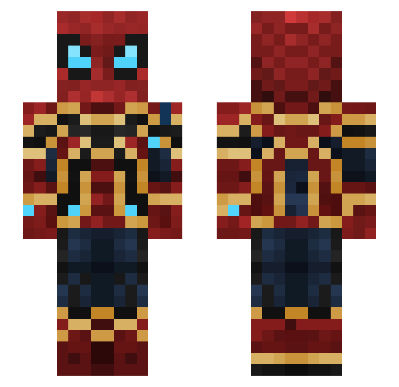 Brontophobia Minecraft skin, front and back view