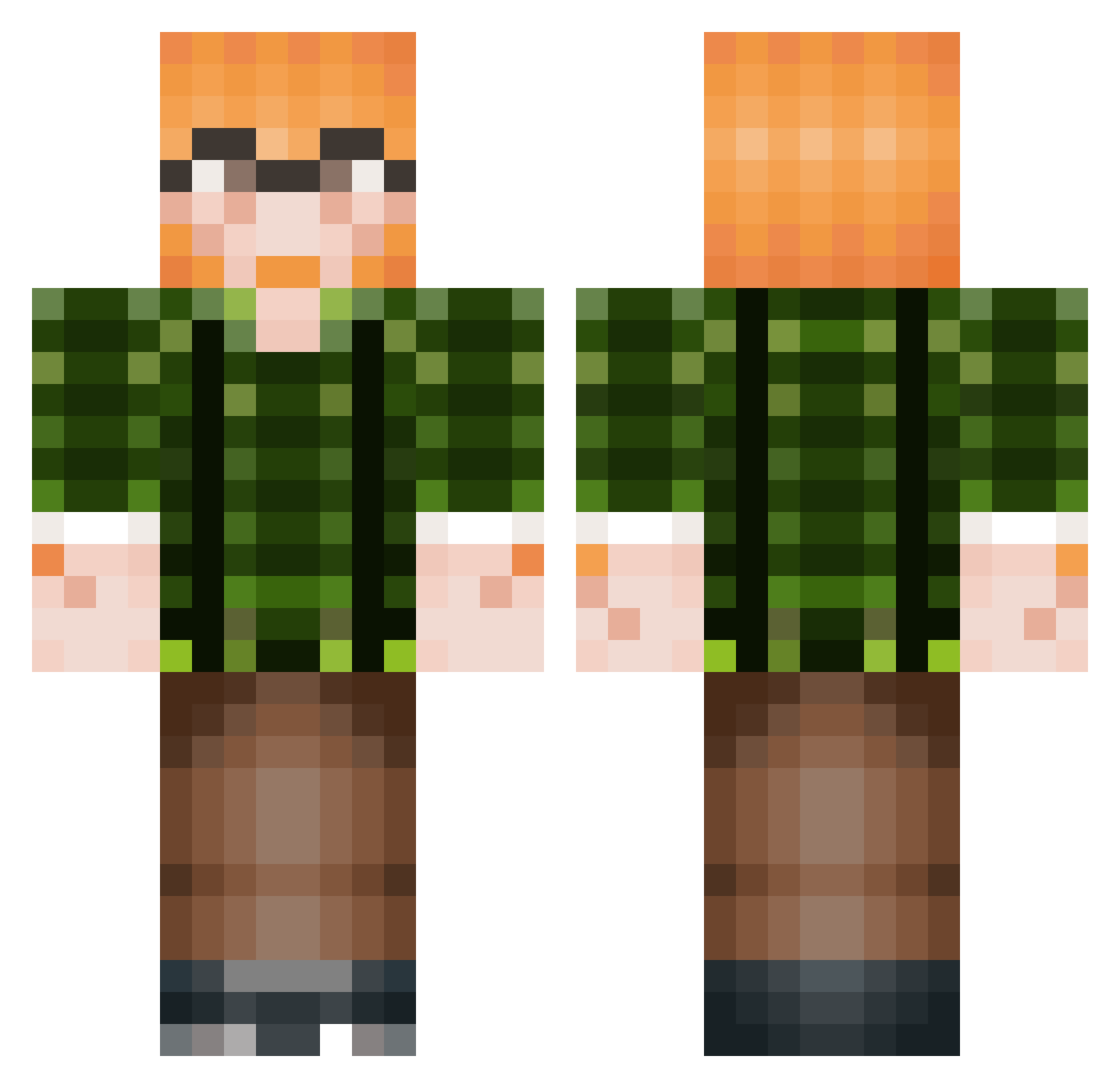 Makumellow Minecraft skin, front and back view
