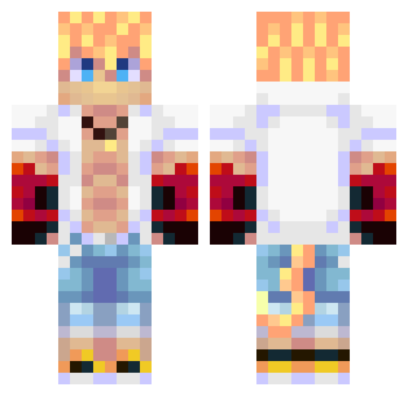 Psychotickz Minecraft skin, front and back view