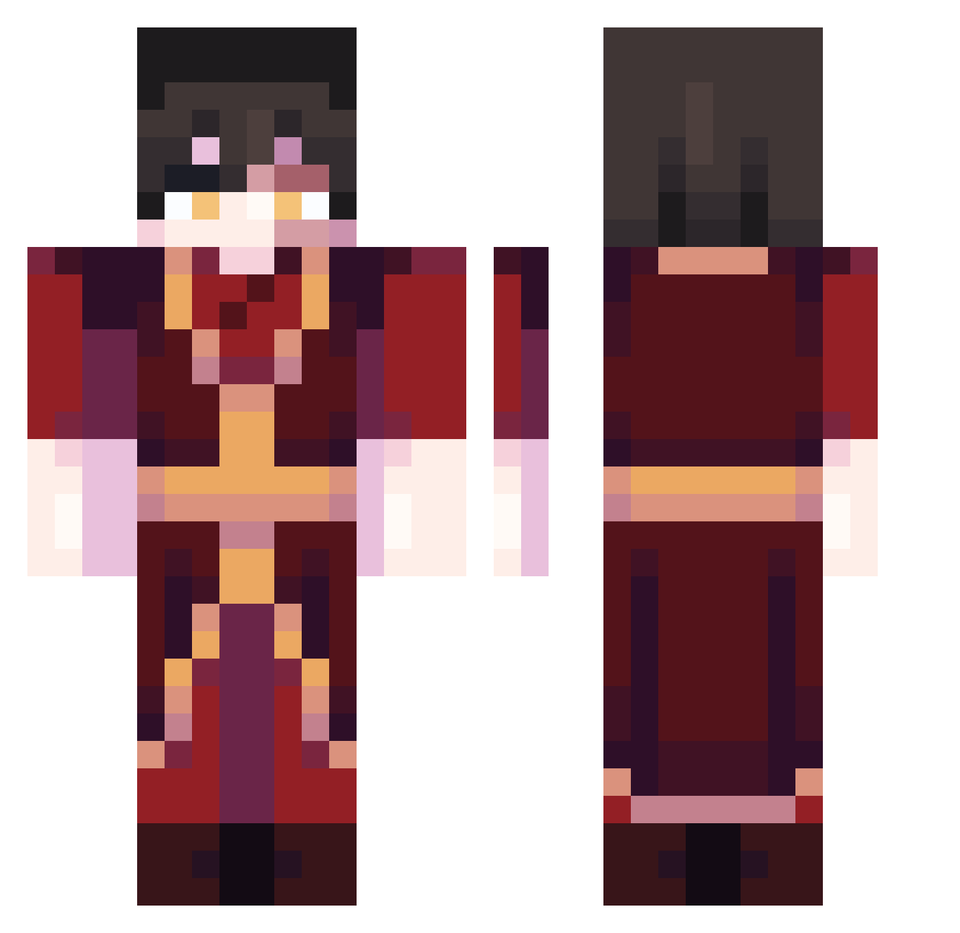 V3ssy Minecraft skin, front and back view