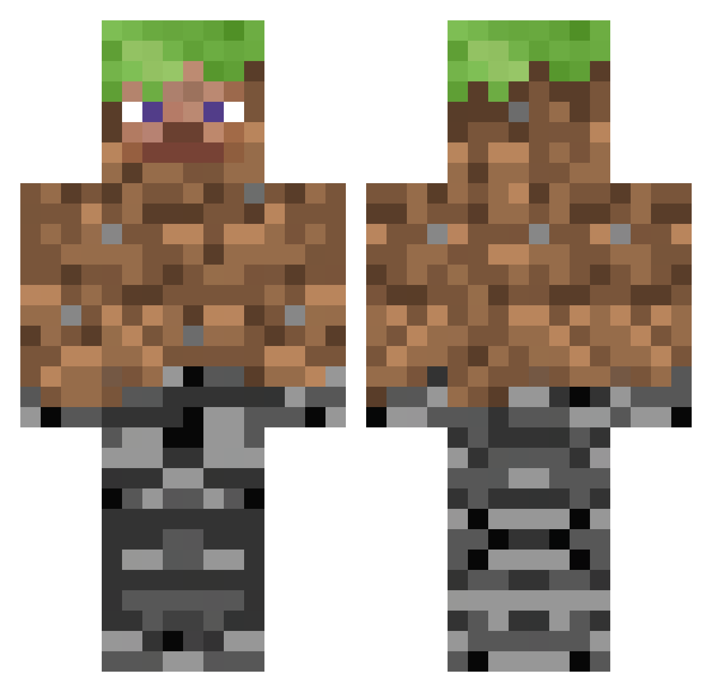 Ferobranco Minecraft skin, front and back view