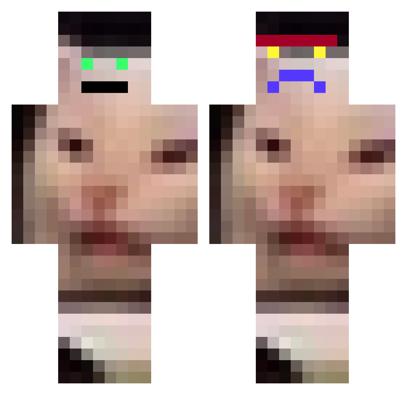 Merloma Minecraft skin, front and back view