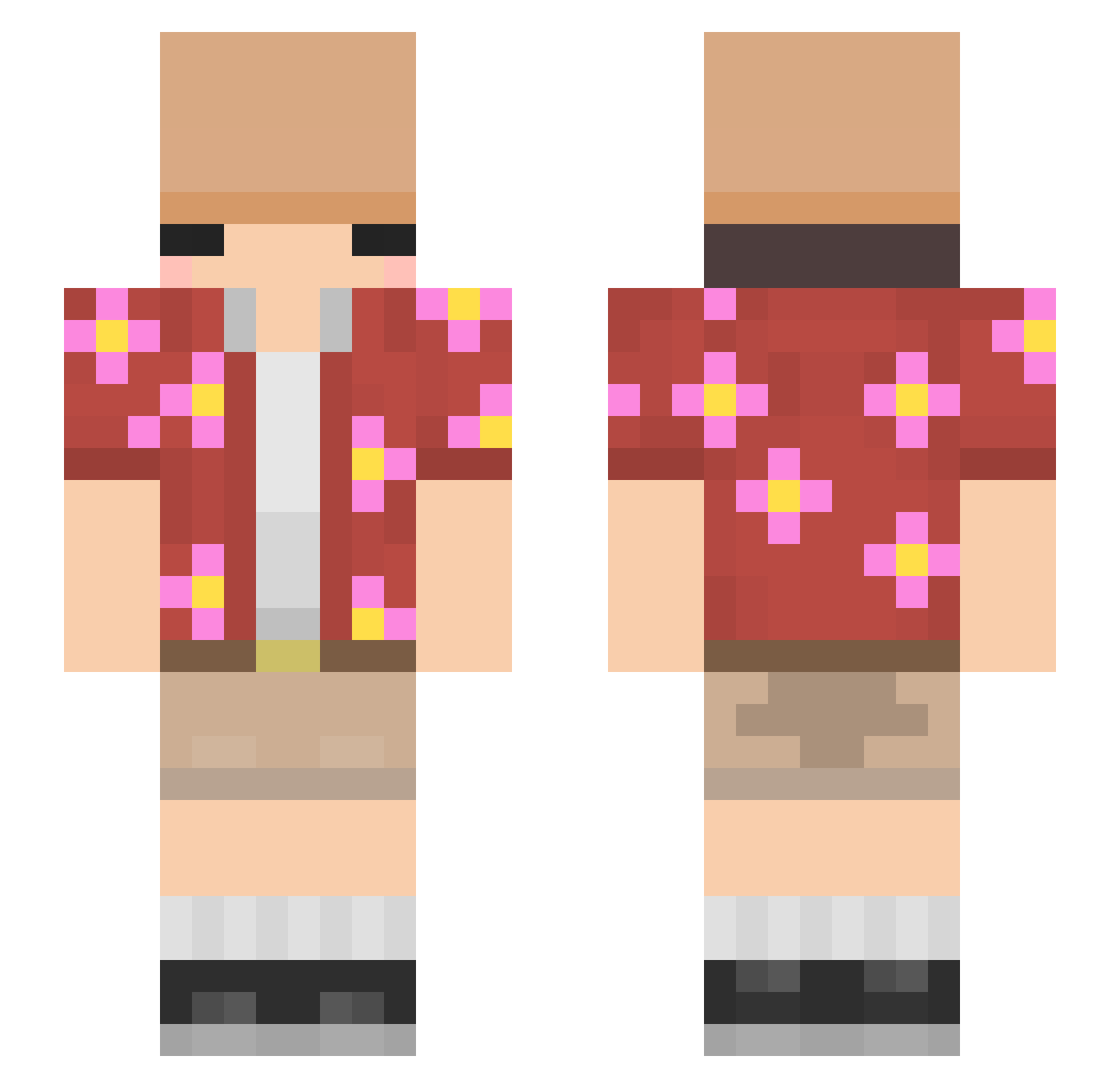 stinkybottom Minecraft skin, front and back view