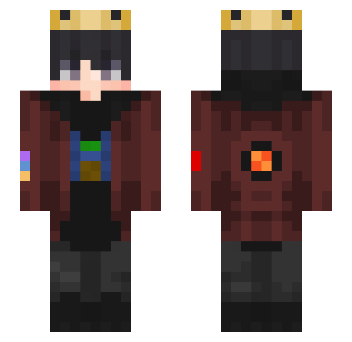 Vick27 Minecraft skin, front and back view