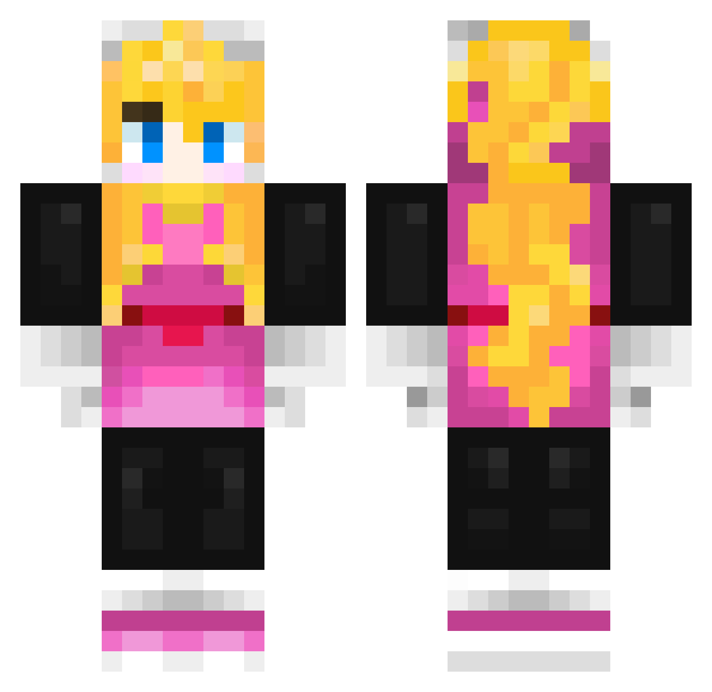 JammyLoveBirds Minecraft skin, front and back view
