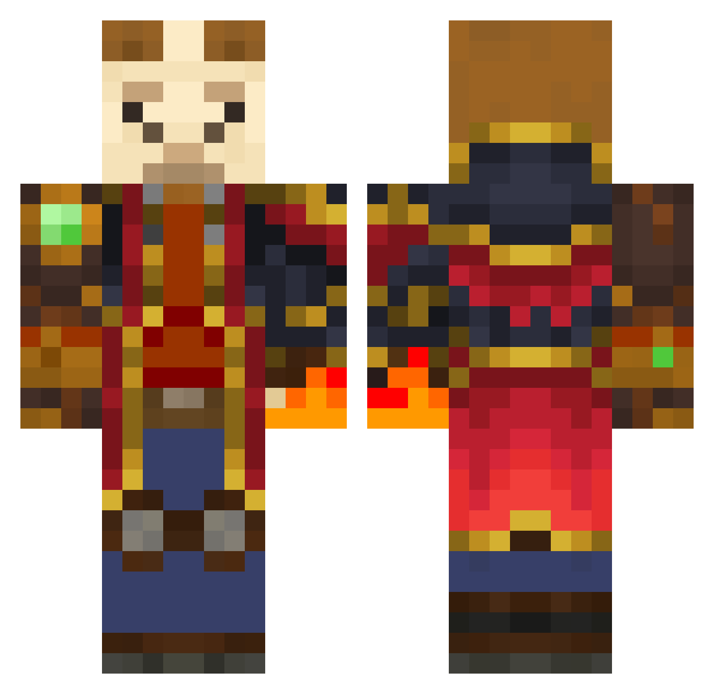 LamaNite Minecraft skin, front and back view