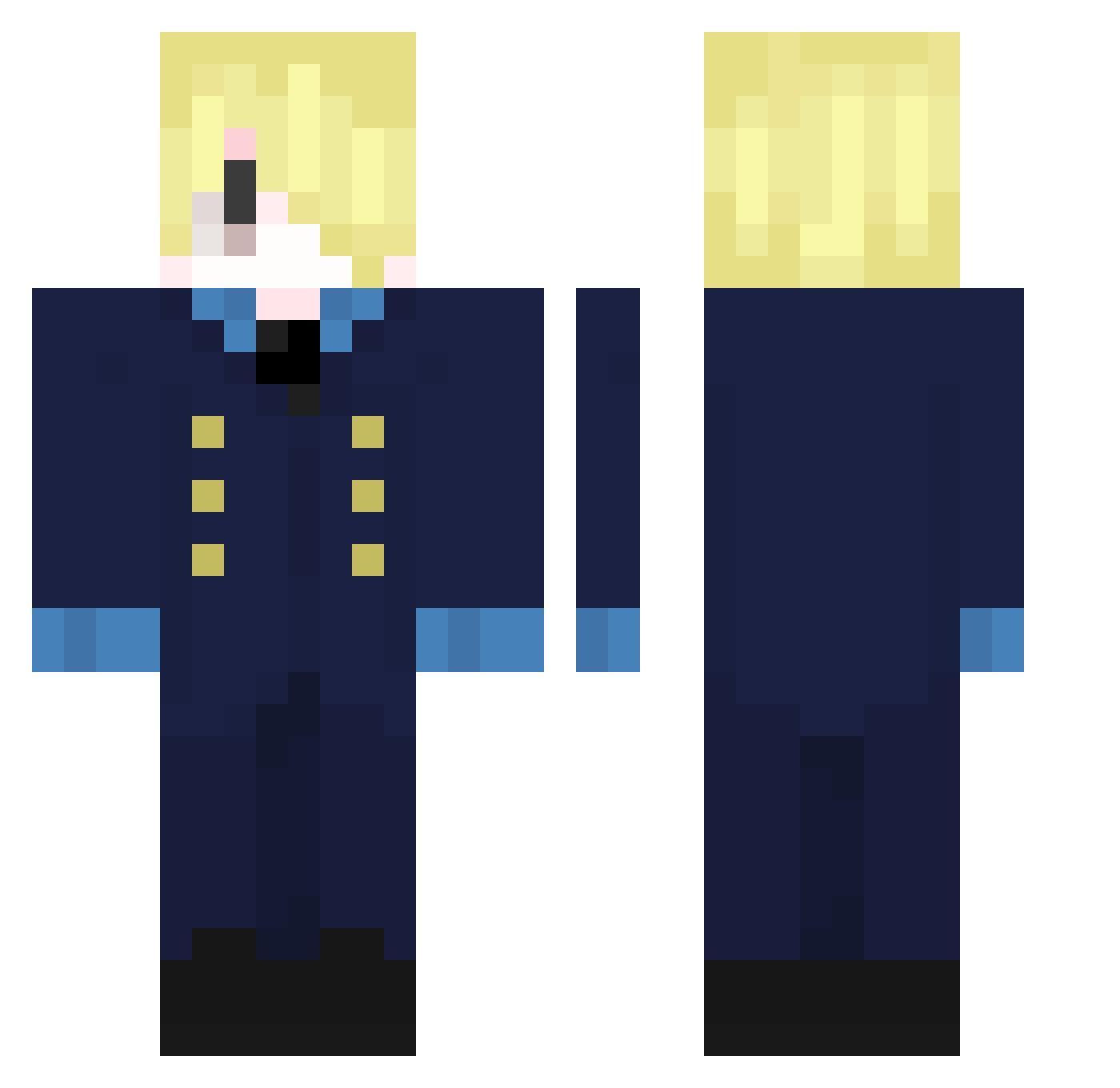 Yone_01 Minecraft skin, front and back view