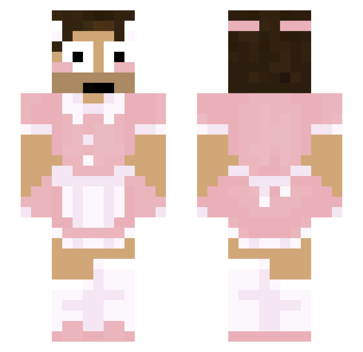 BoobCam Minecraft skin, front and back view