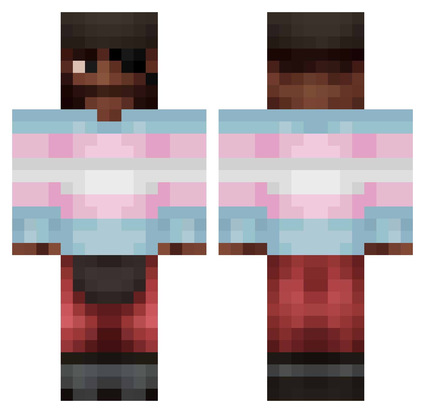 Edgecake Minecraft skin, front and back view