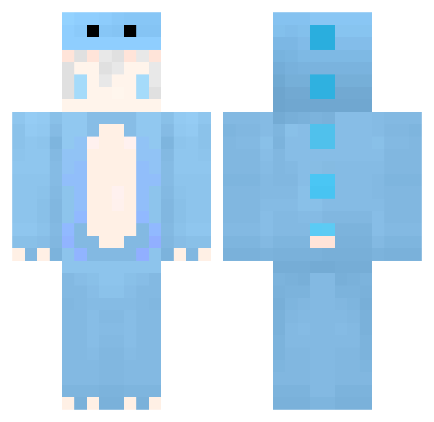 Whale8 Minecraft skin, front and back view