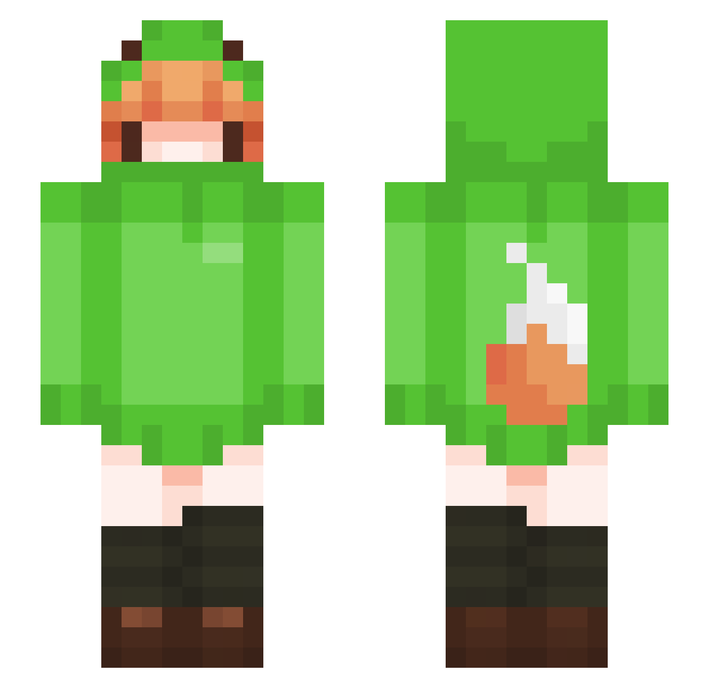 M0SSR0LL Minecraft skin, front and back view