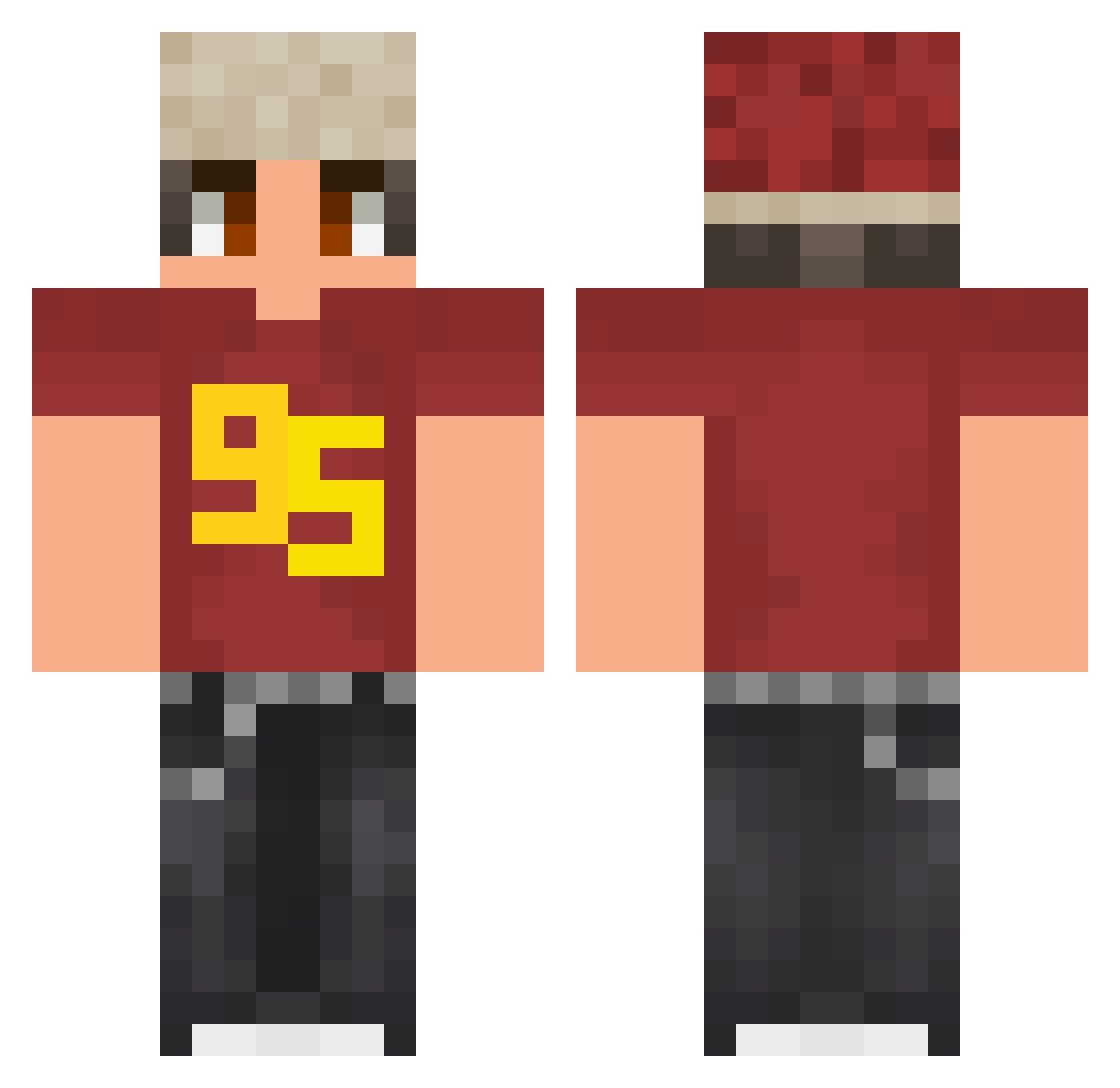 Hermik_ Minecraft skin, front and back view