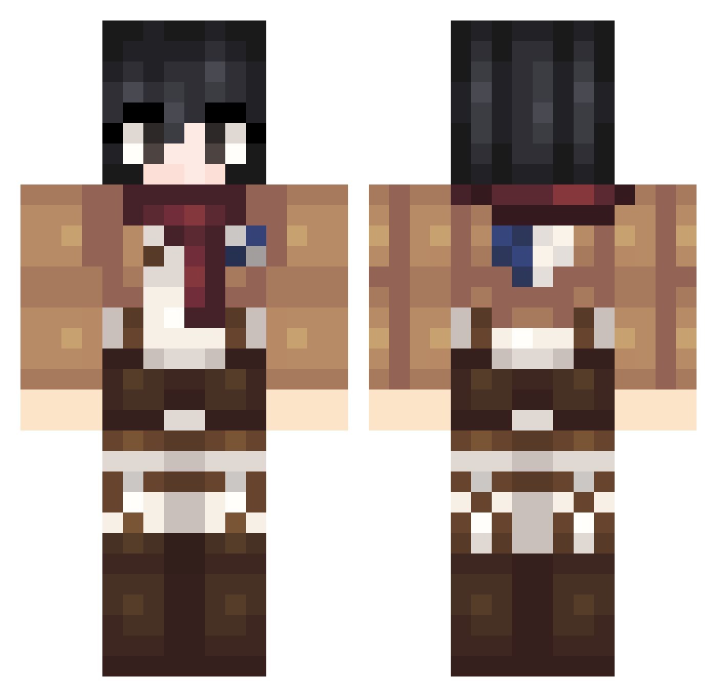 Xiato Minecraft skin, front and back view