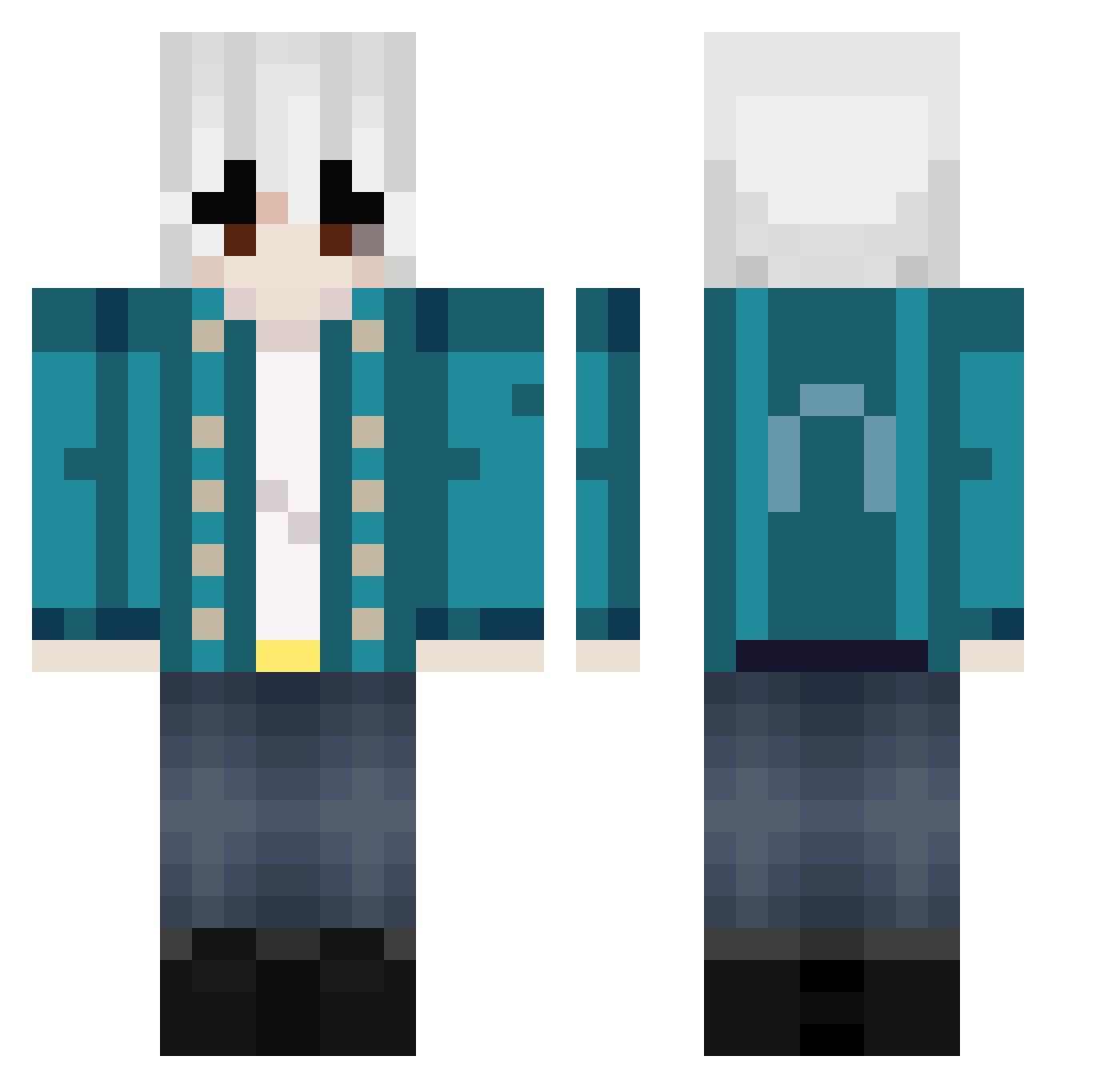 YUZEKING Minecraft skin, front and back view
