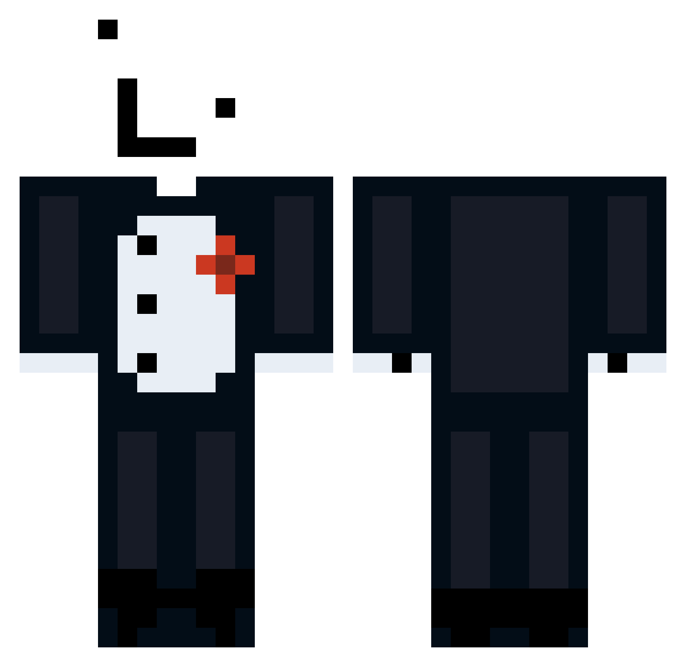 Robot831 Minecraft skin, front and back view