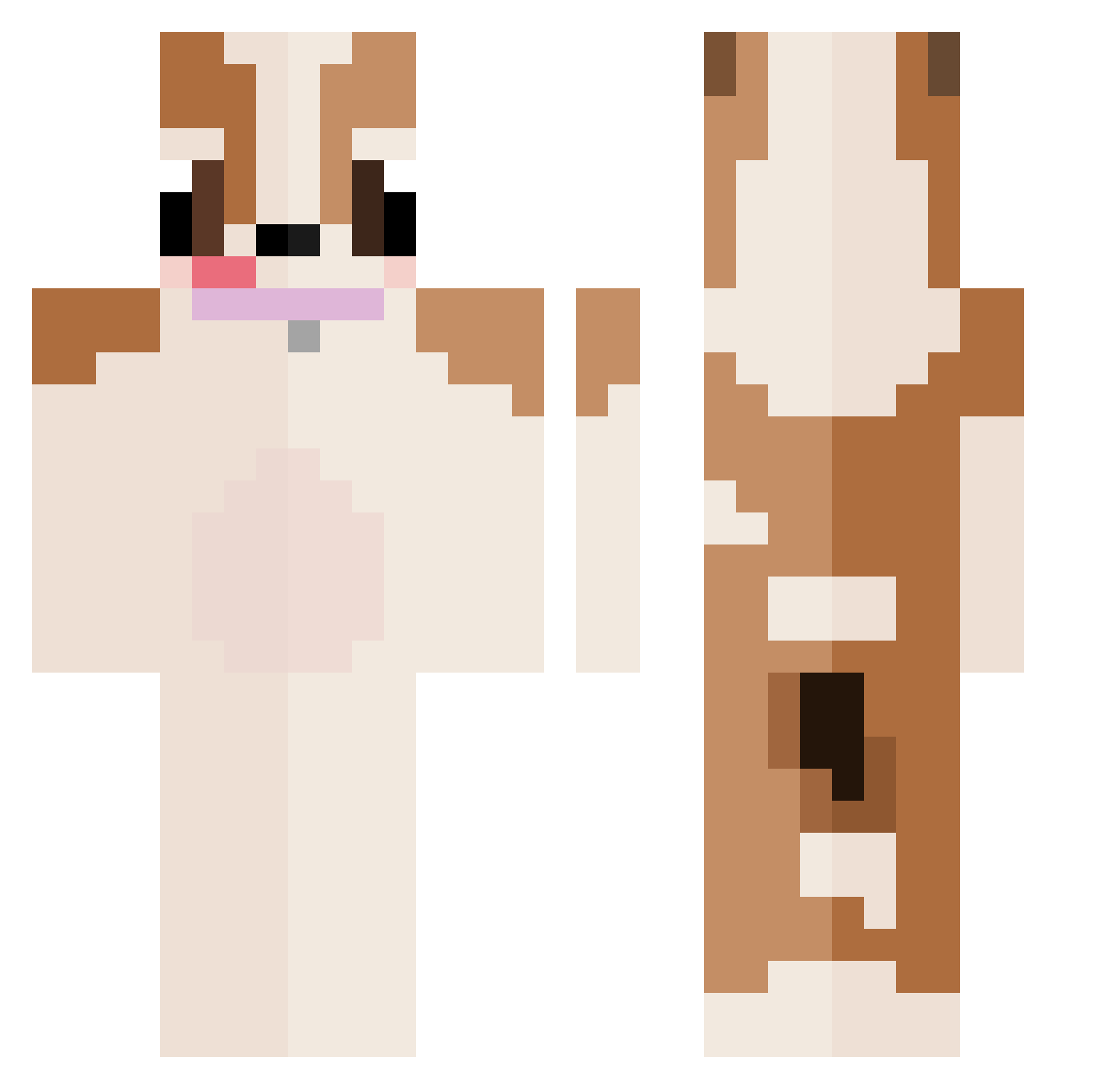 neeDan Minecraft skin, front and back view