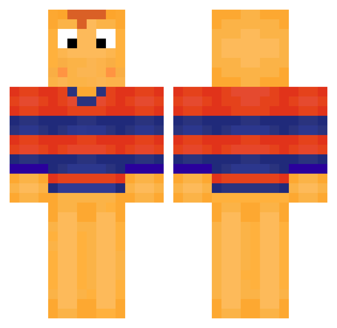 _LaMole Minecraft skin, front and back view