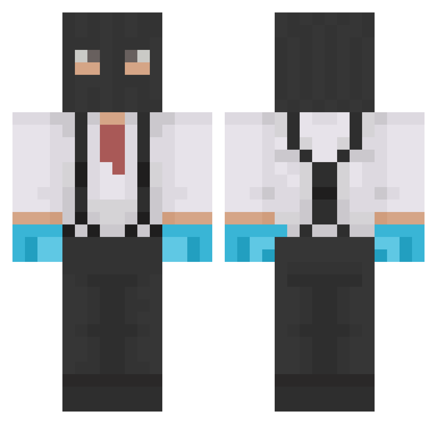 hxxzel Minecraft skin, front and back view