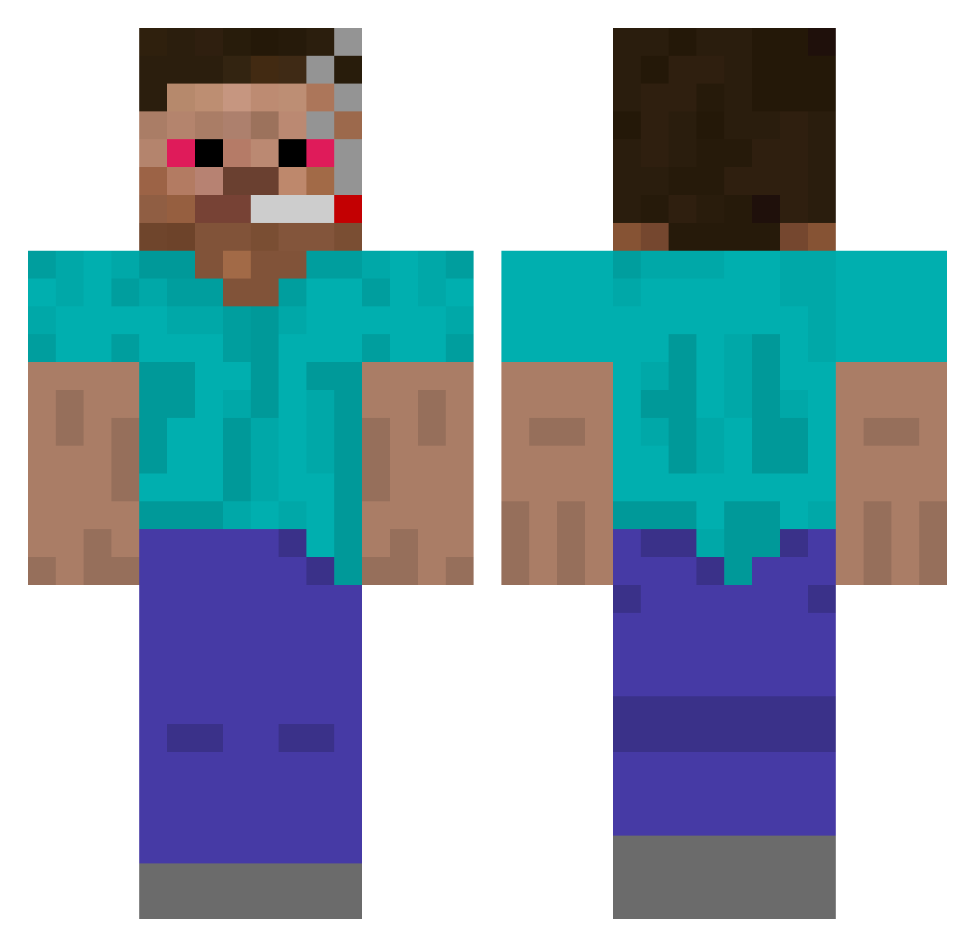 Himbuktu Minecraft skin, front and back view