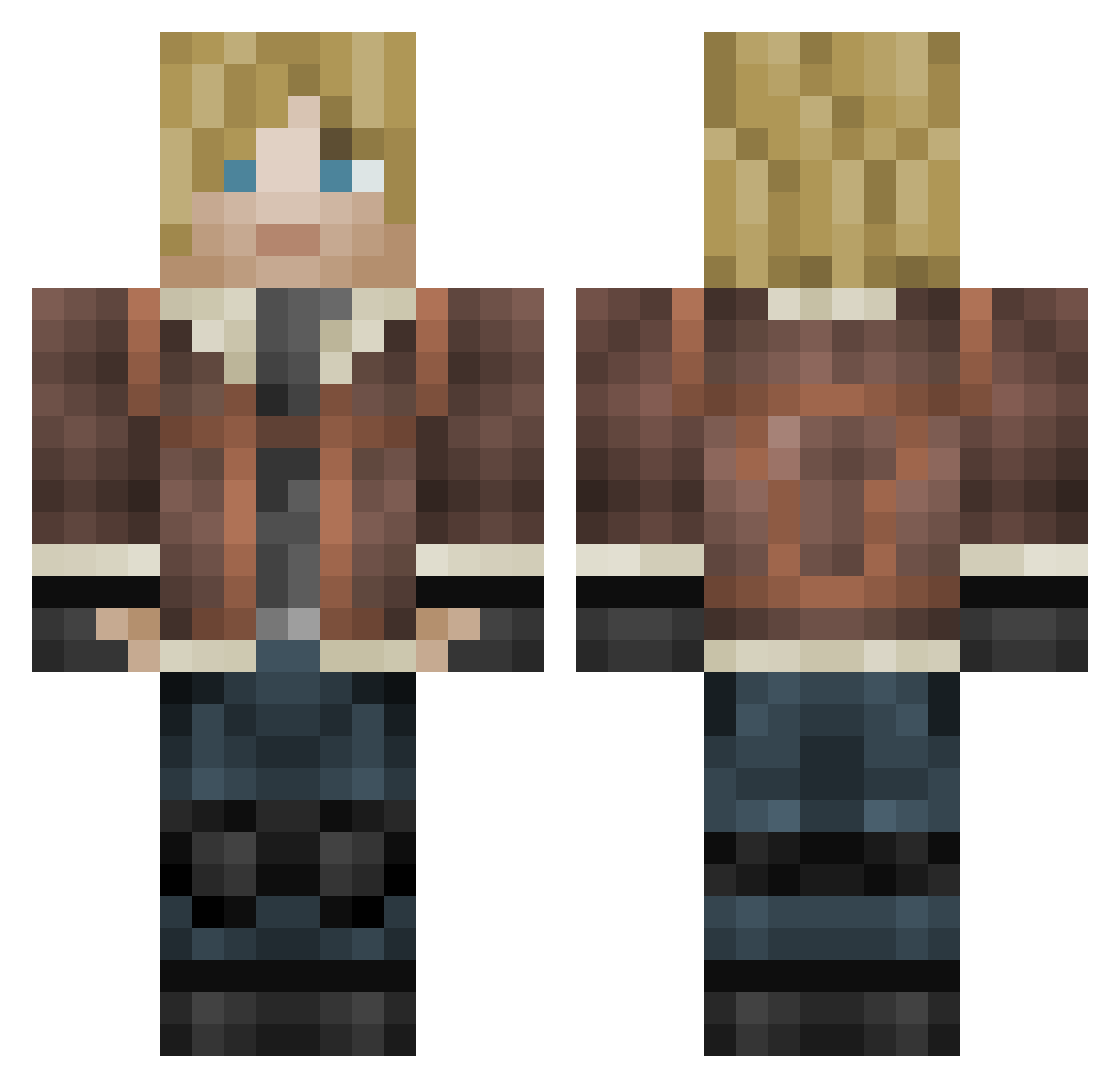 Retrognu Minecraft skin, front and back view
