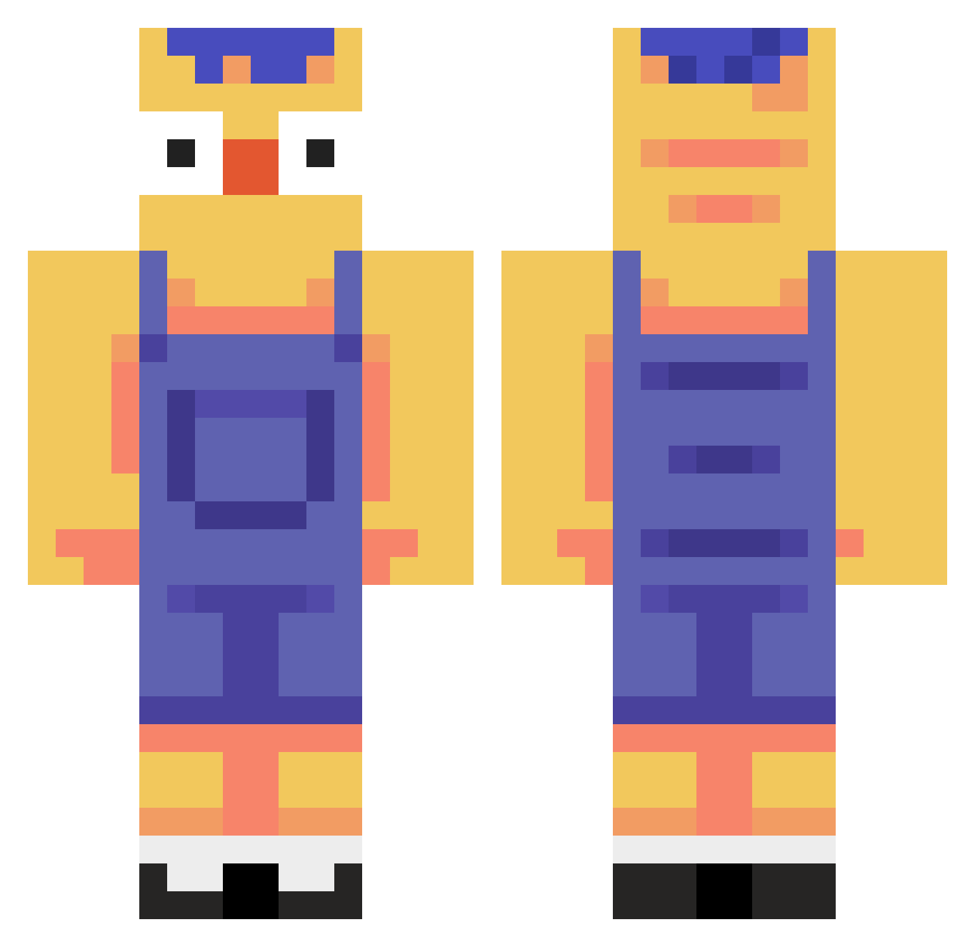 BOXINGS Minecraft skin, front and back view