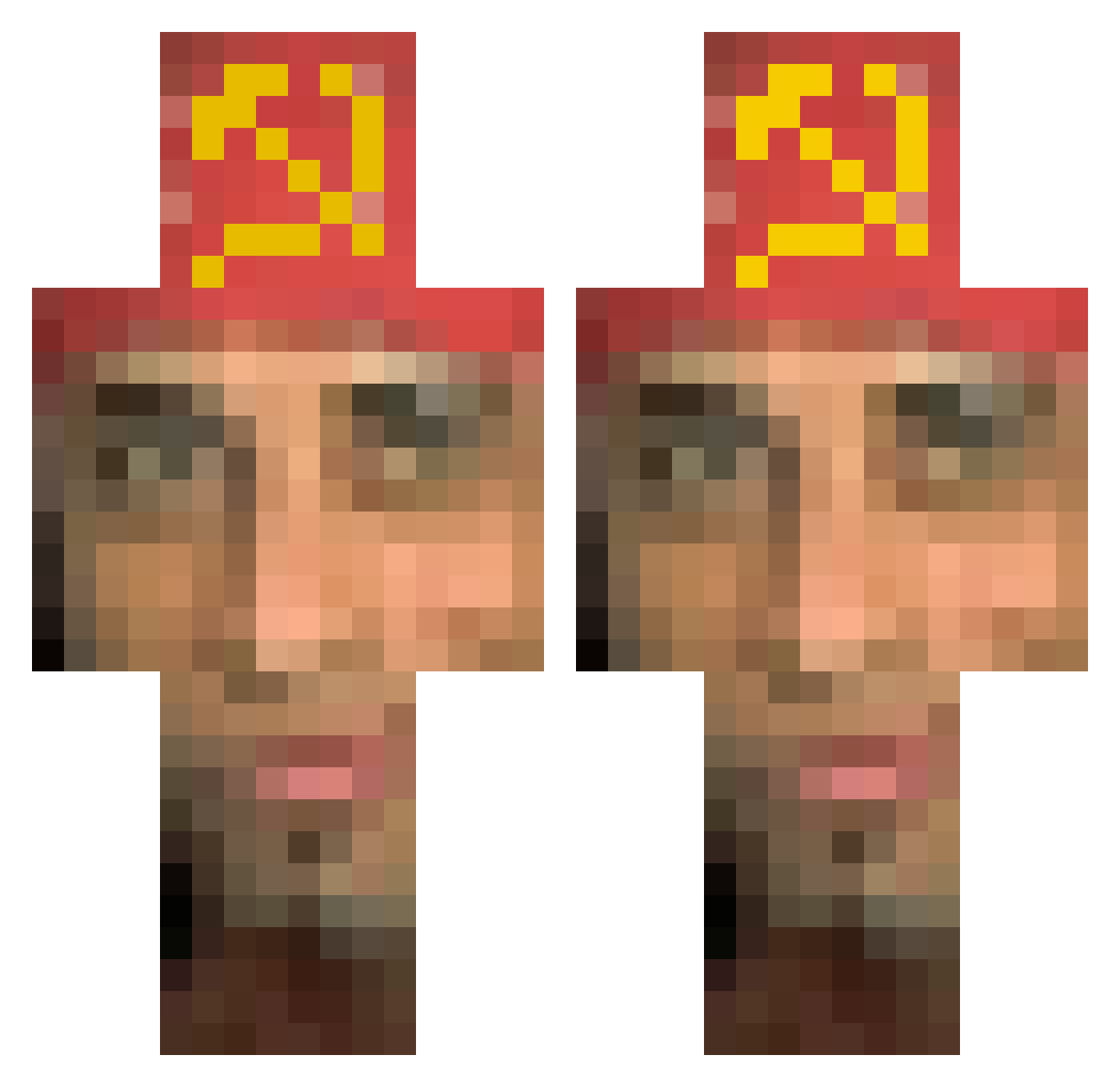 simon2 Minecraft skin, front and back view