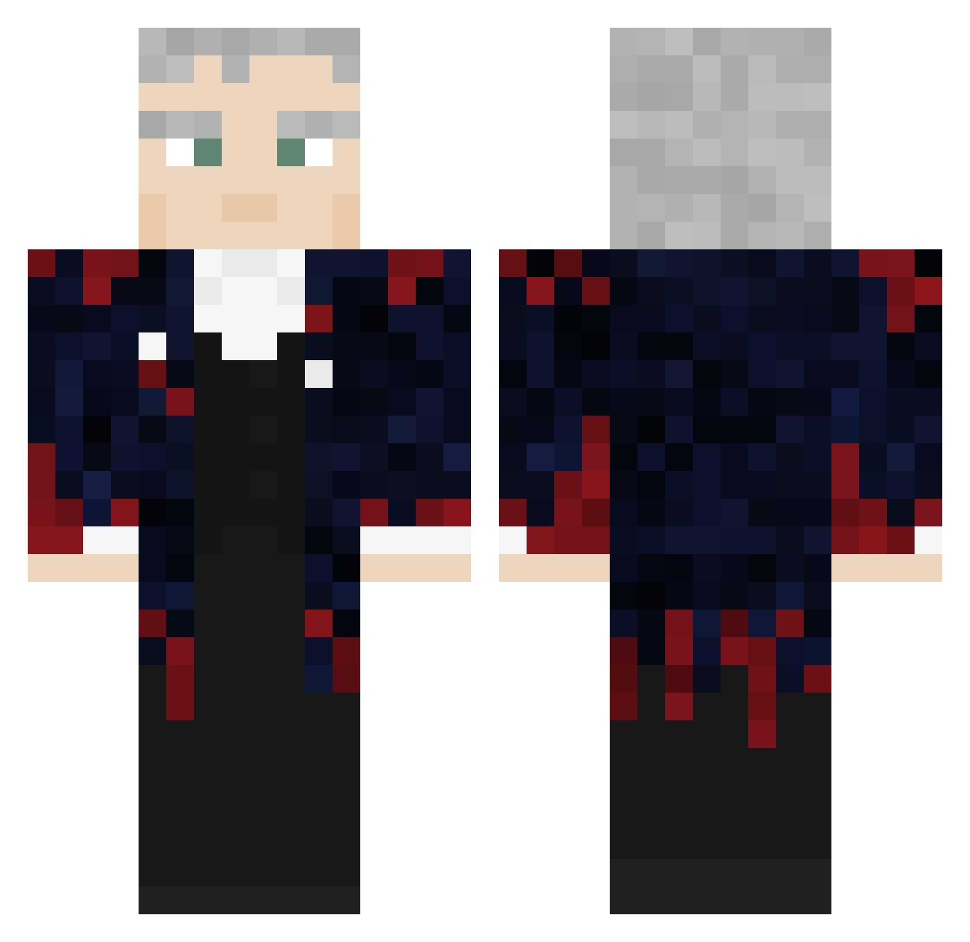 ItachiOnline Minecraft skin, front and back view