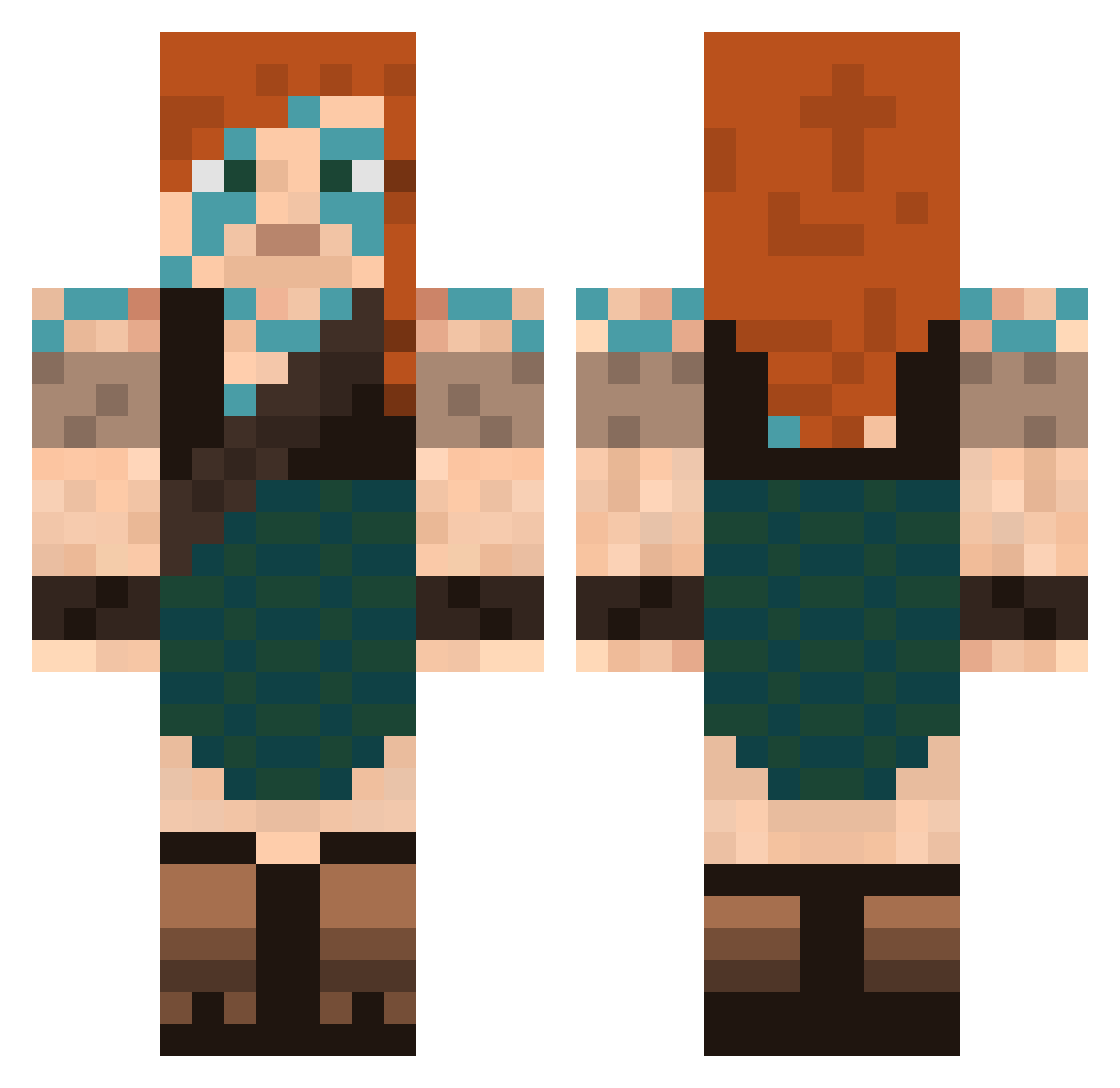 Bedthyme Minecraft skin, front and back view