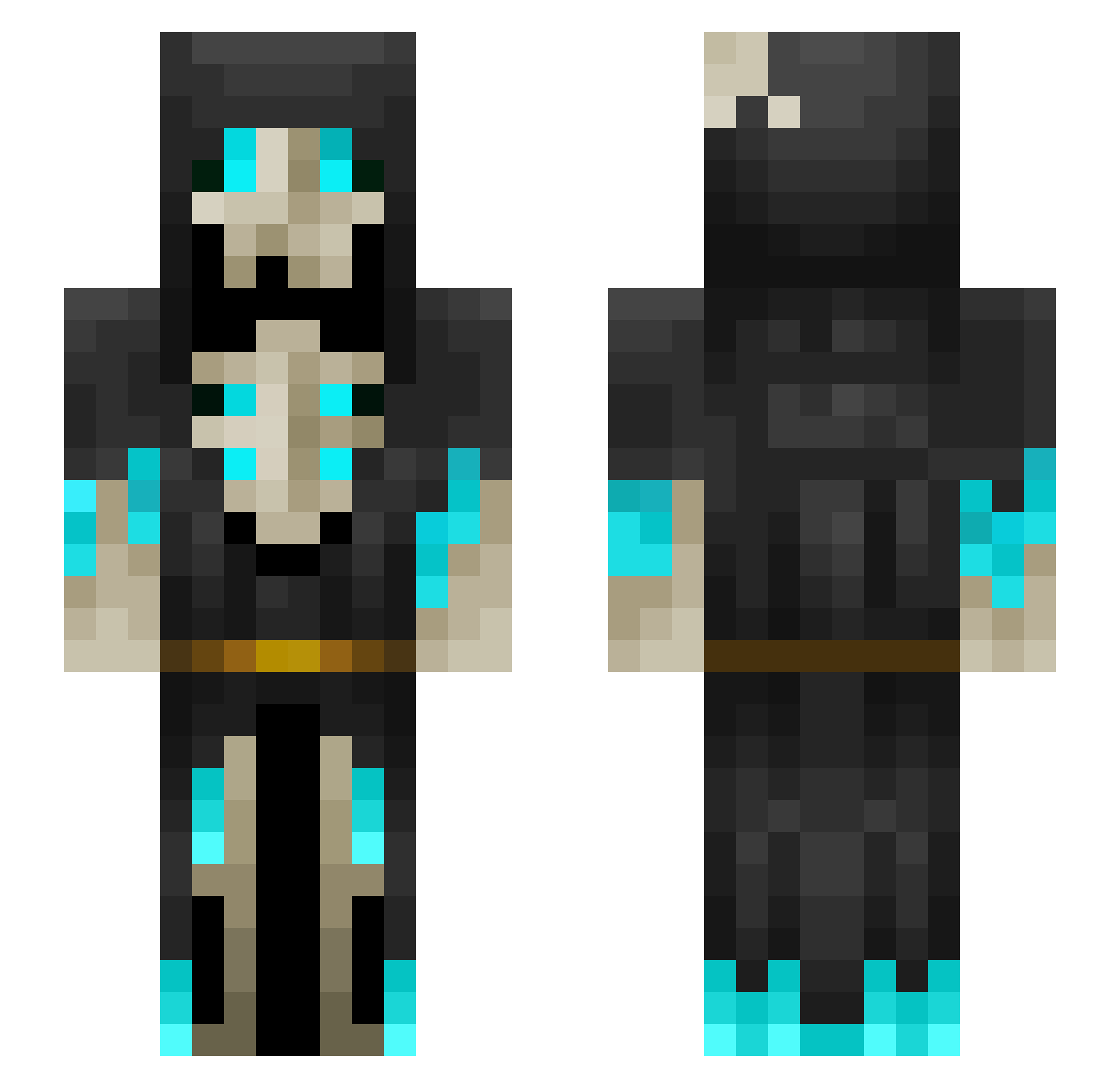 Nyxec Minecraft skin, front and back view