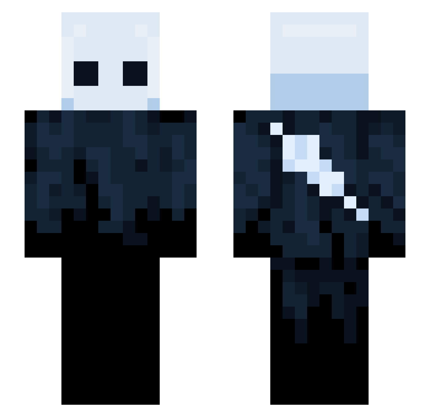 010011100100000 Minecraft skin, front and back view