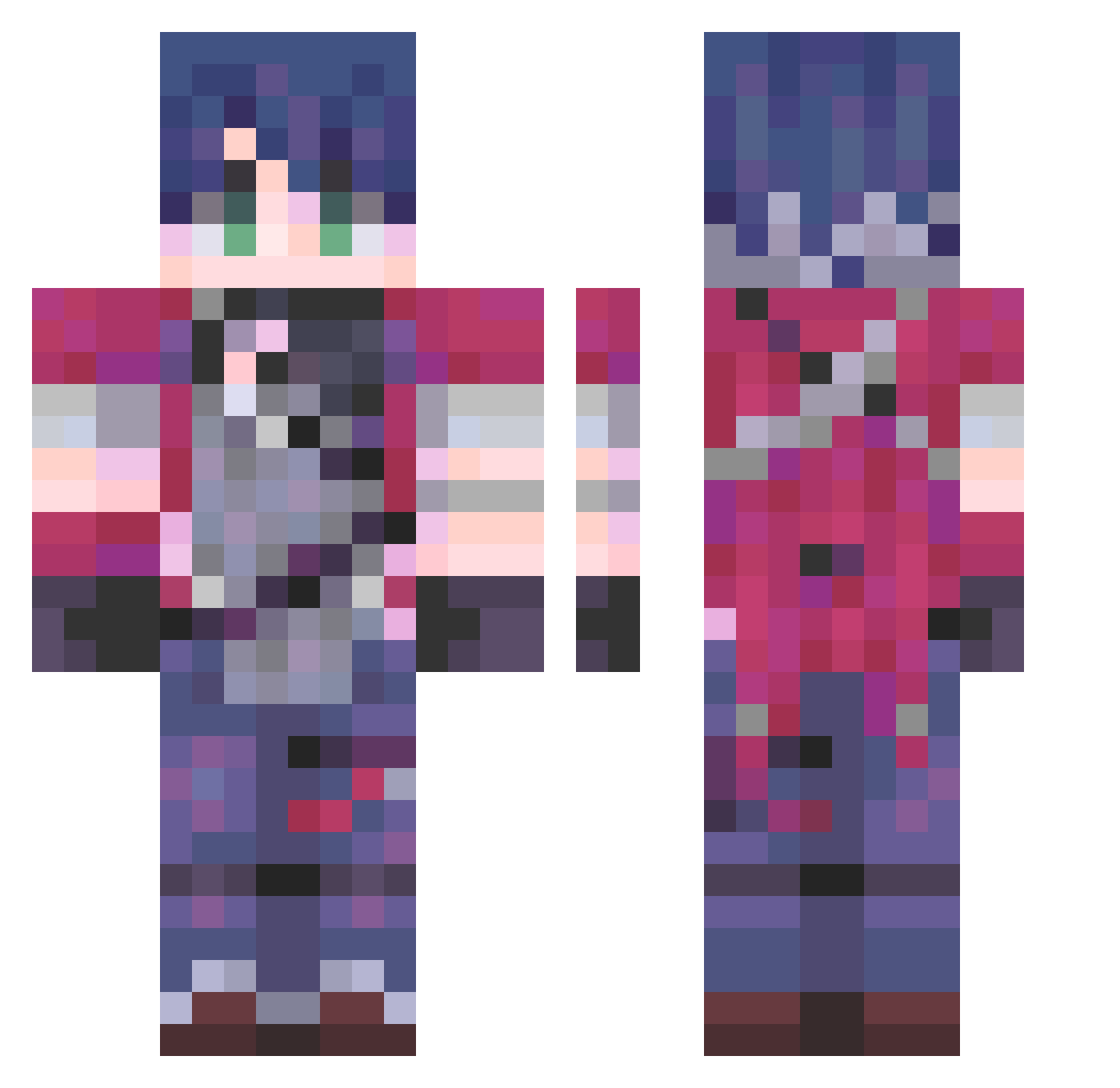 UmaHakuba Minecraft skin, front and back view