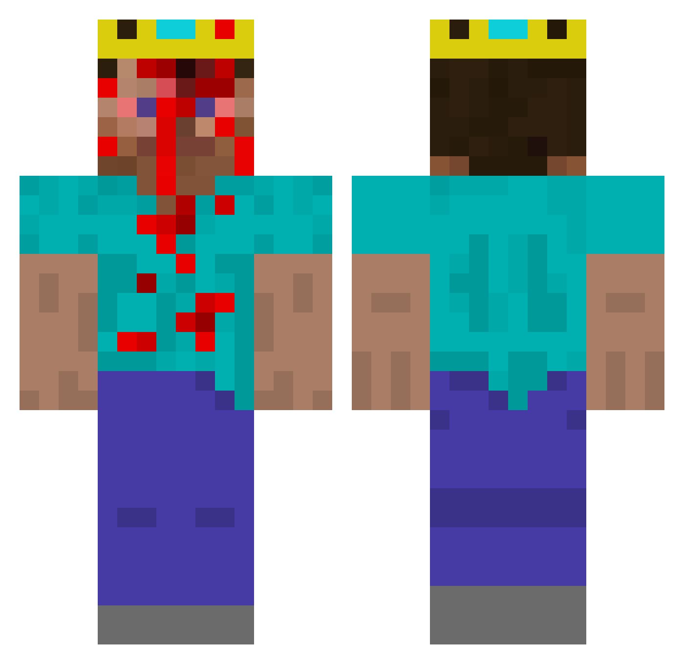 kingoheadshots Minecraft skin, front and back view