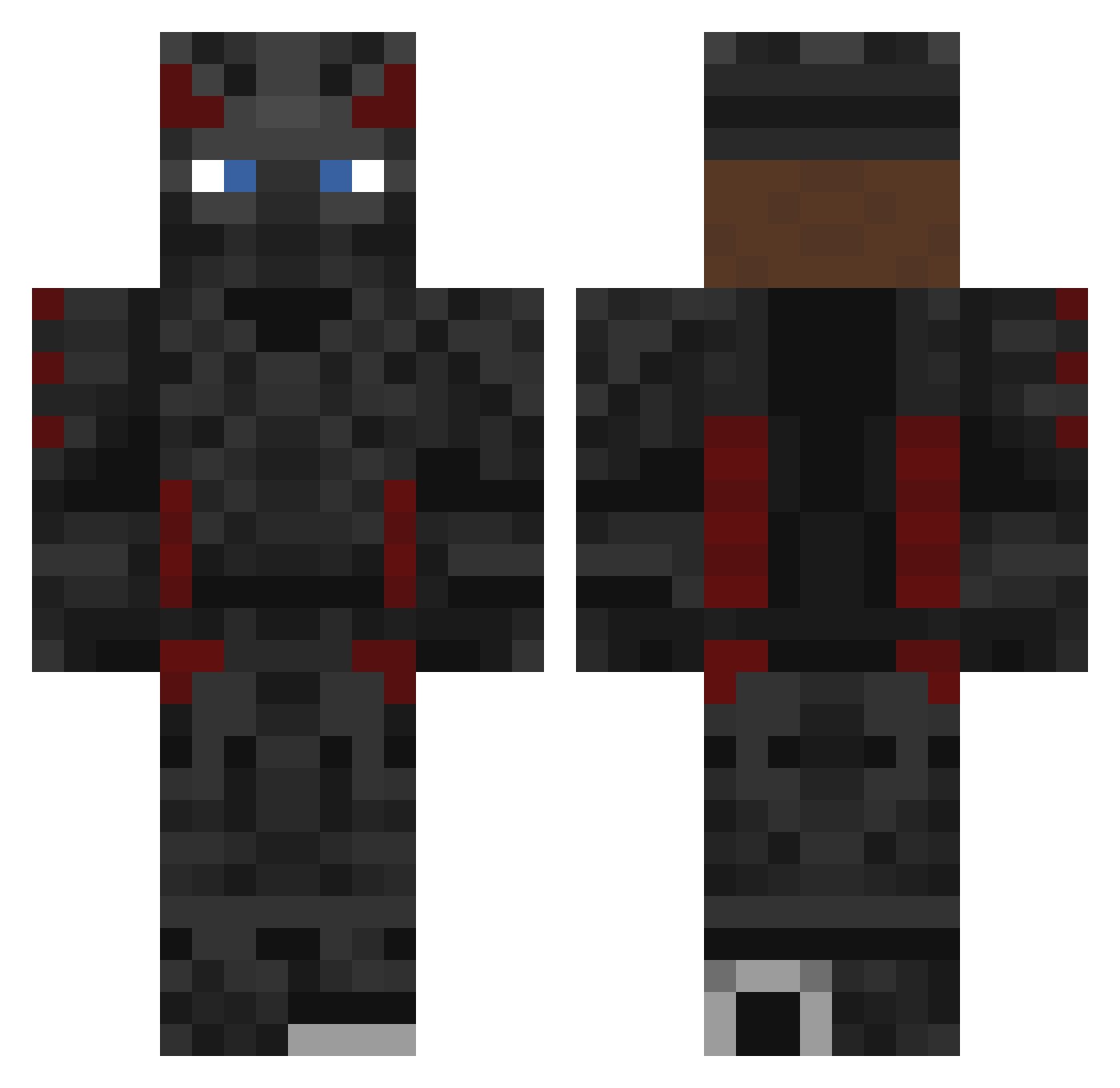 nullsecra Minecraft skin, front and back view