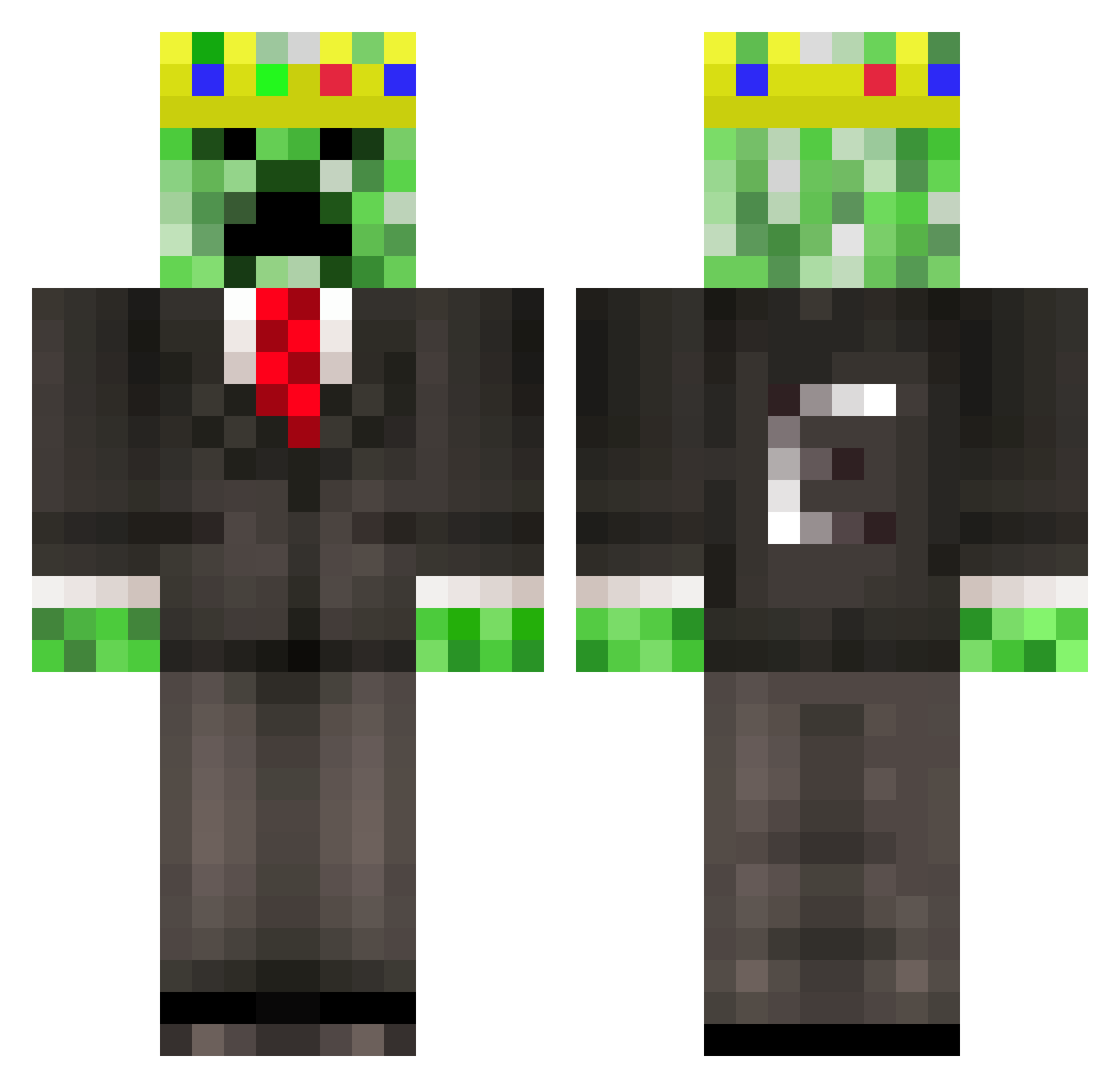 sNOSDE Minecraft skin, front and back view