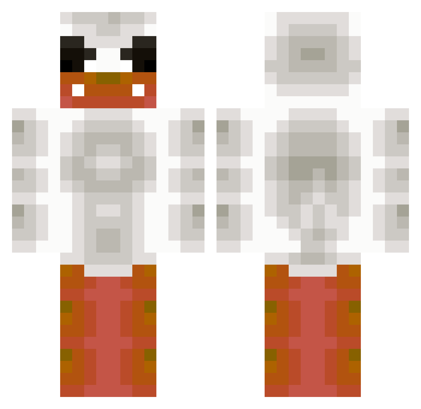 zinged Minecraft skin, front and back view