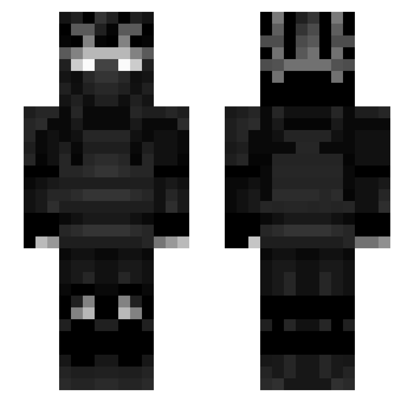 SoqoEXT Minecraft skin, front and back view