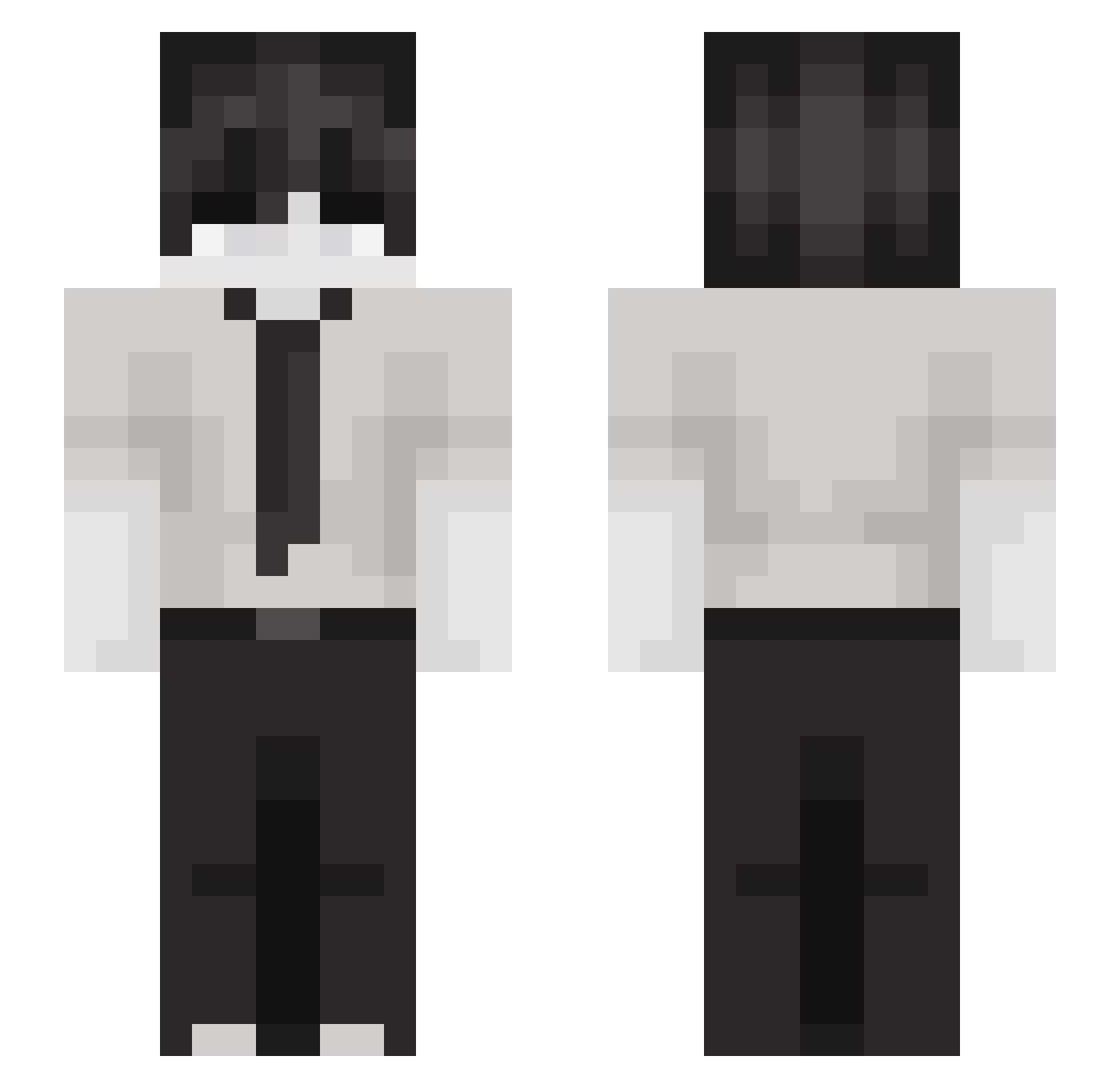 P969 Minecraft skin, front and back view