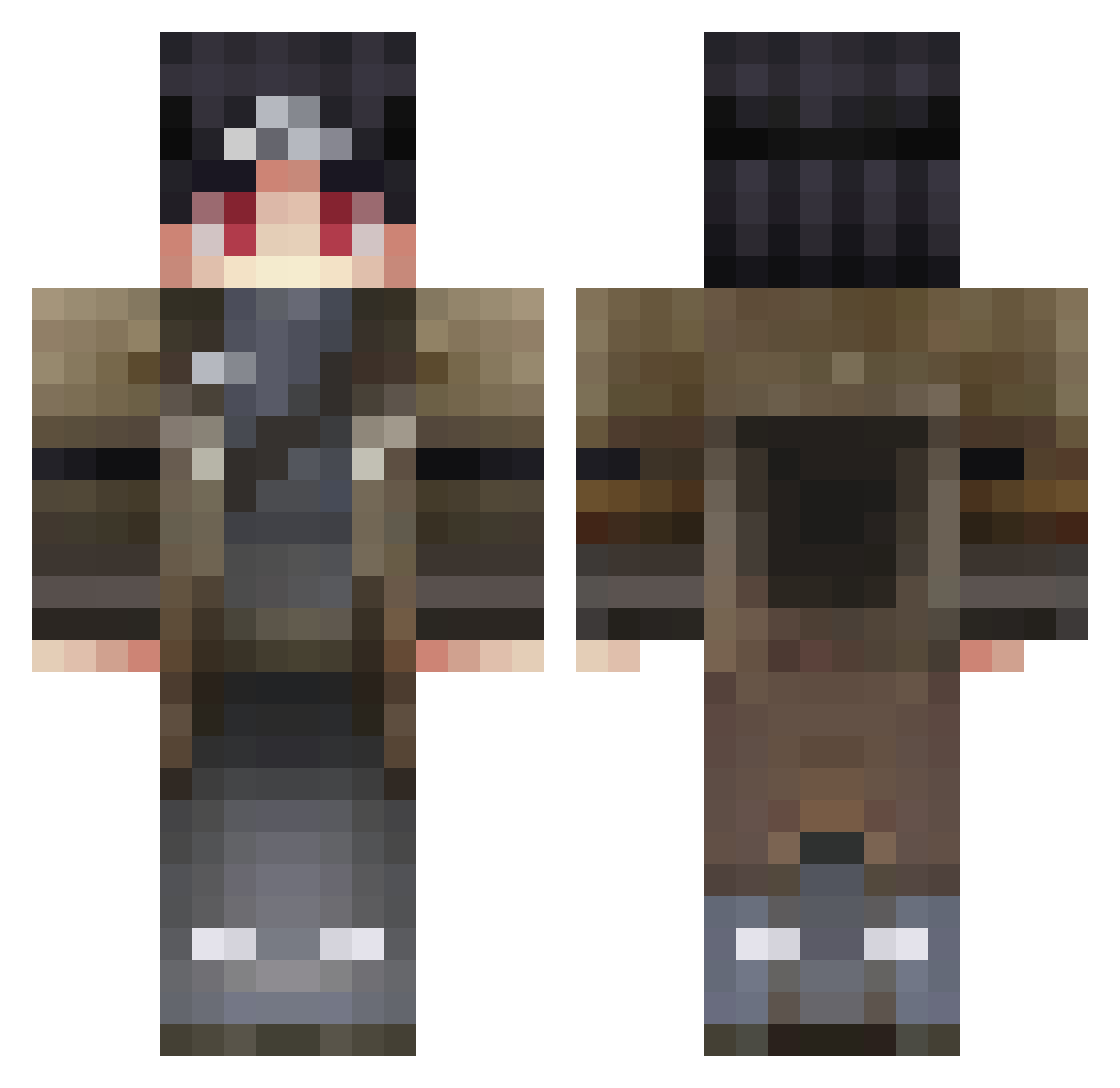 DownDaemos Minecraft skin, front and back view