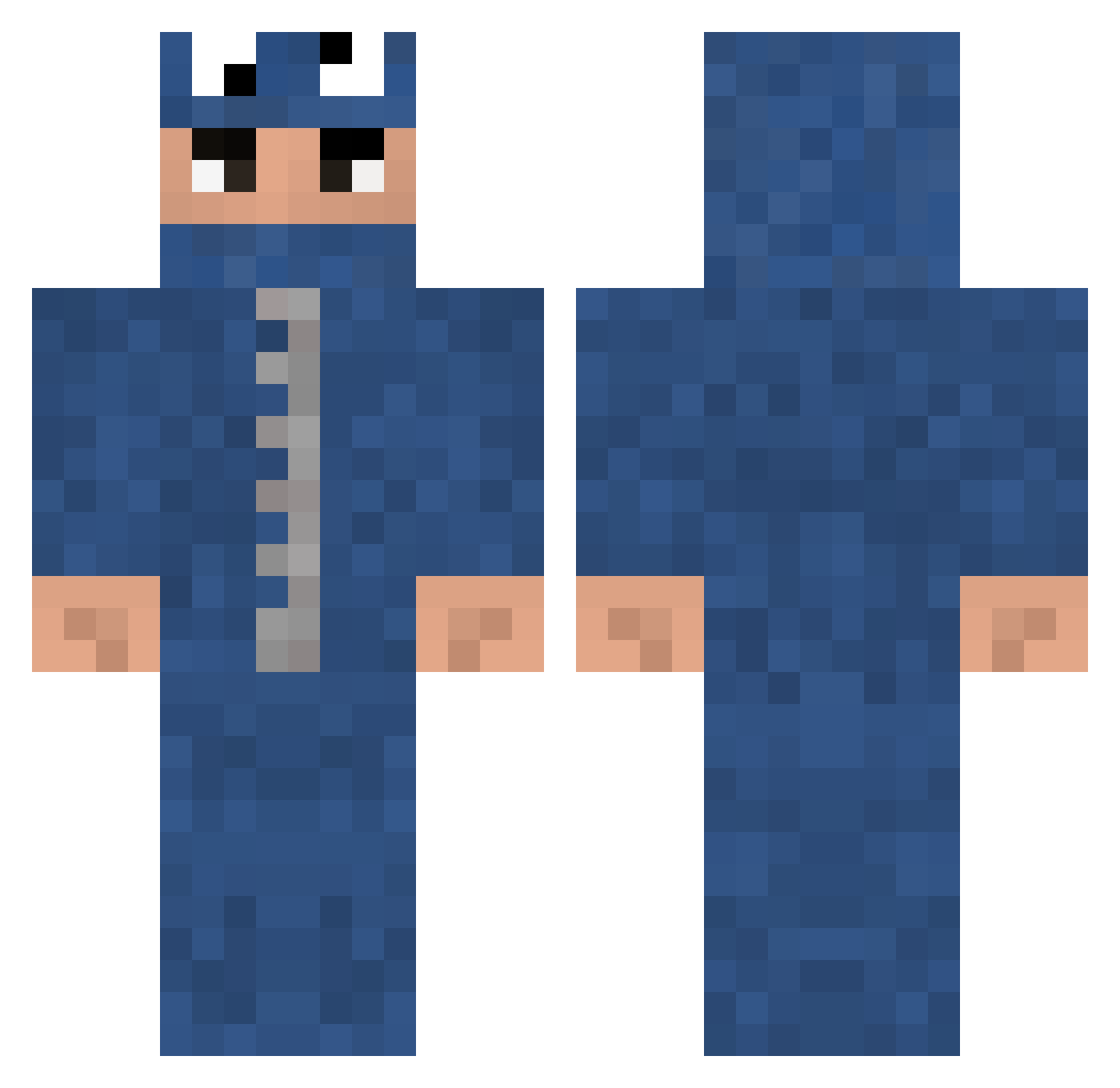 MelvinMP Minecraft skin, front and back view
