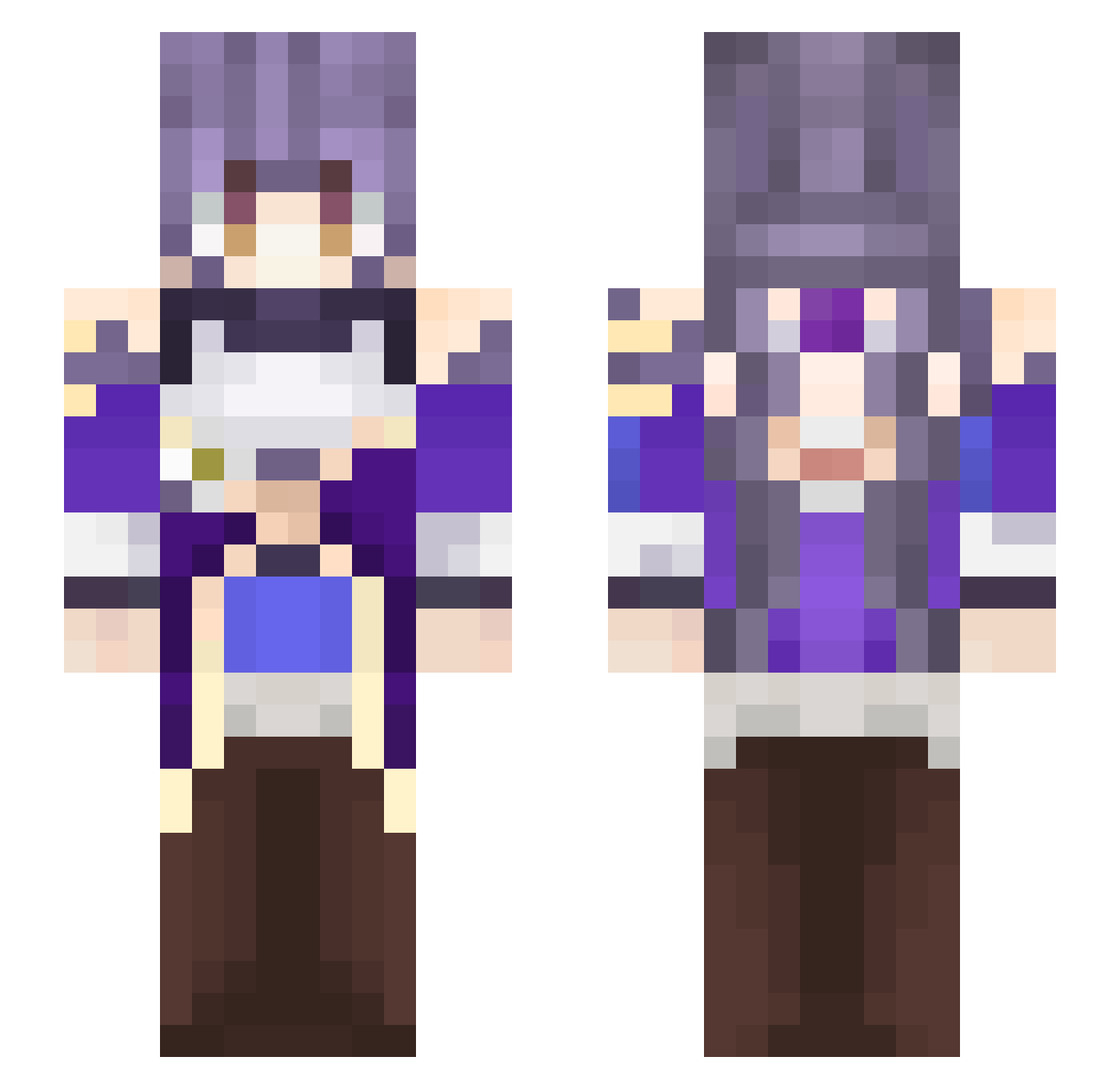 Cindystick Minecraft skin, front and back view