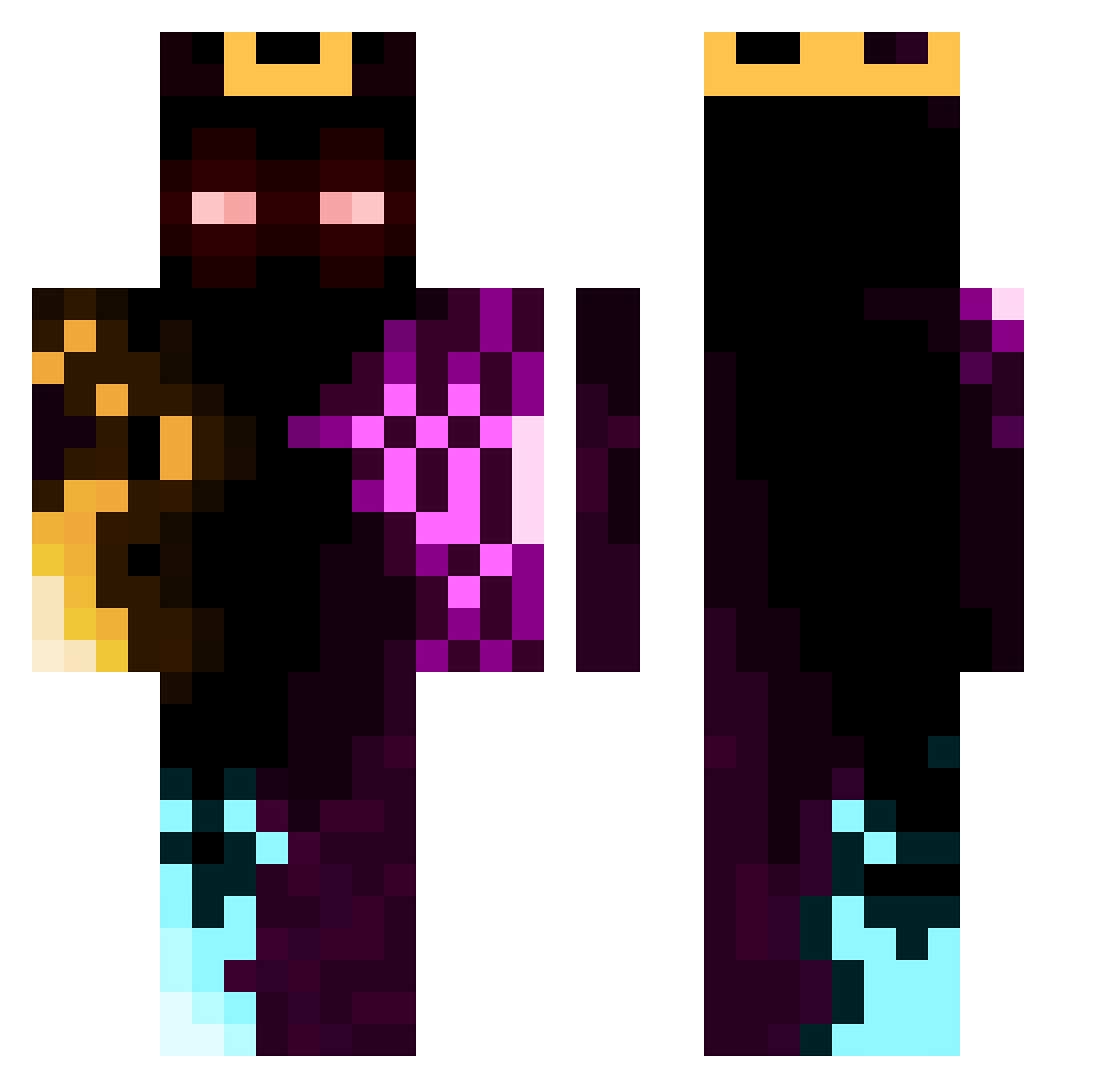 PsychedelicFuze Minecraft skin, front and back view
