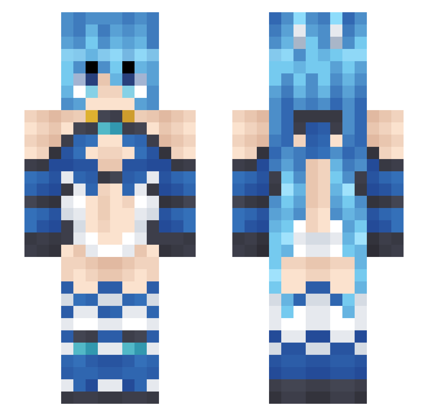 TailBlue Minecraft skin, front and back view