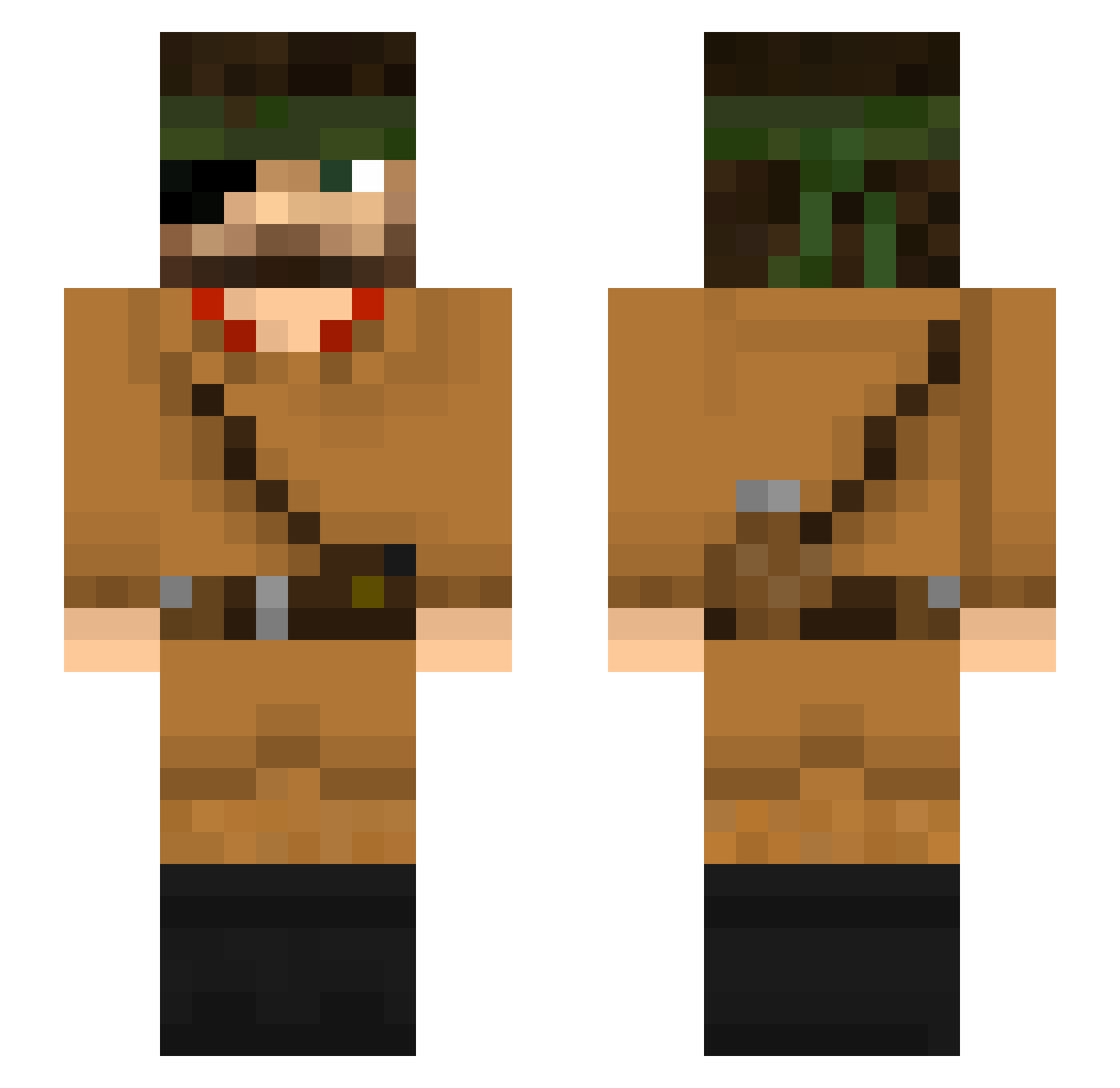 SirBackwood Minecraft skin, front and back view
