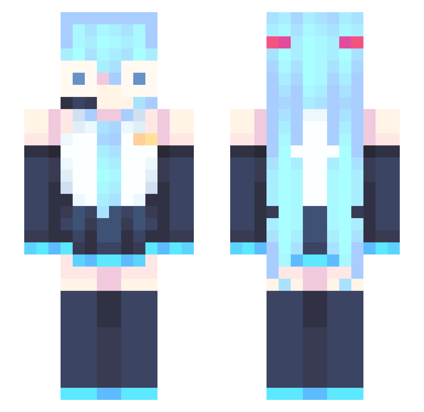 NxZrS Minecraft skin, front and back view
