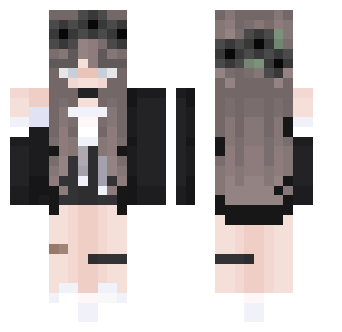 Devatu Minecraft skin, front and back view